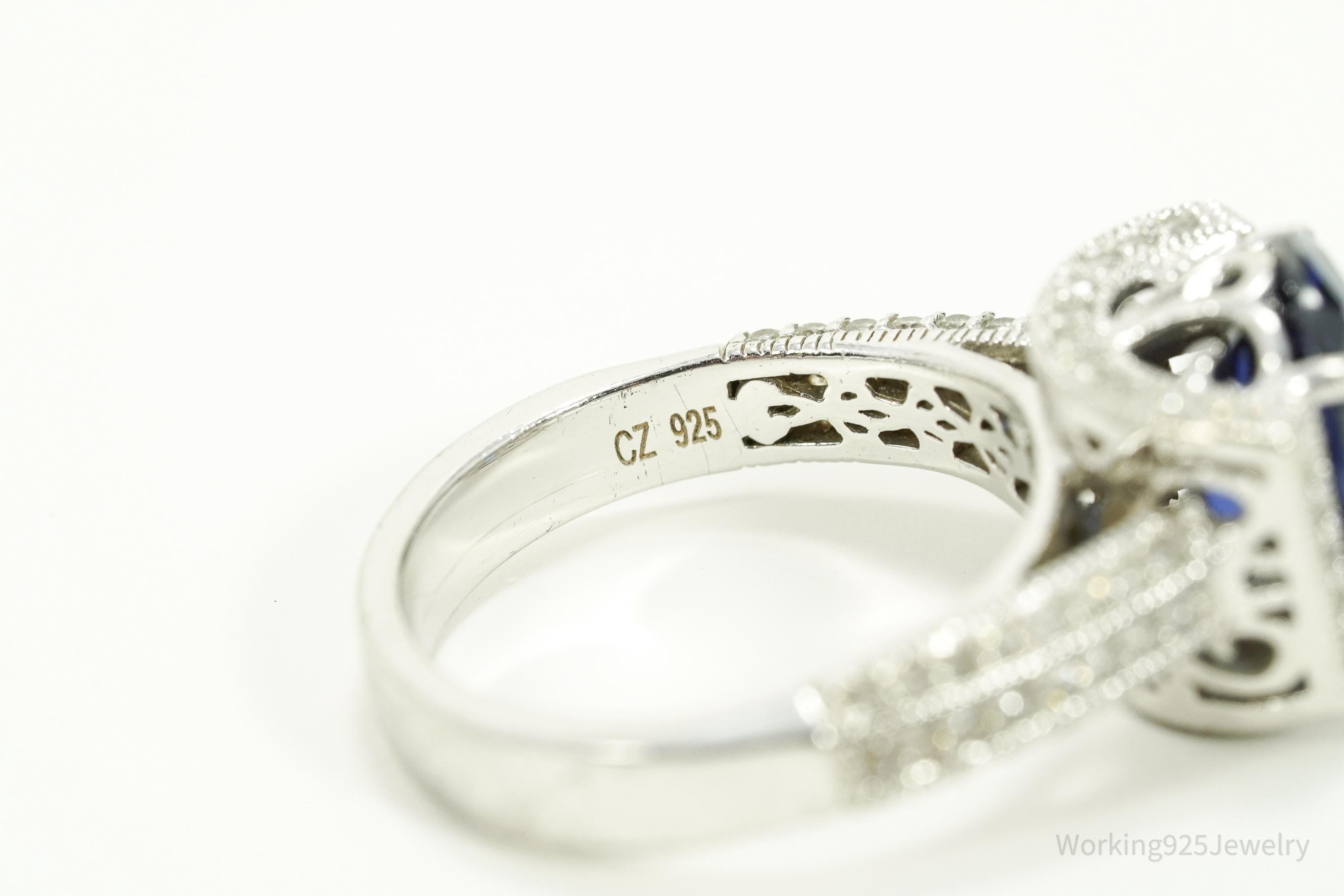 Designer Vanna K Tanzanite Simulant & Cubic Zirconia Sterling Silver Ring - Size 7.25