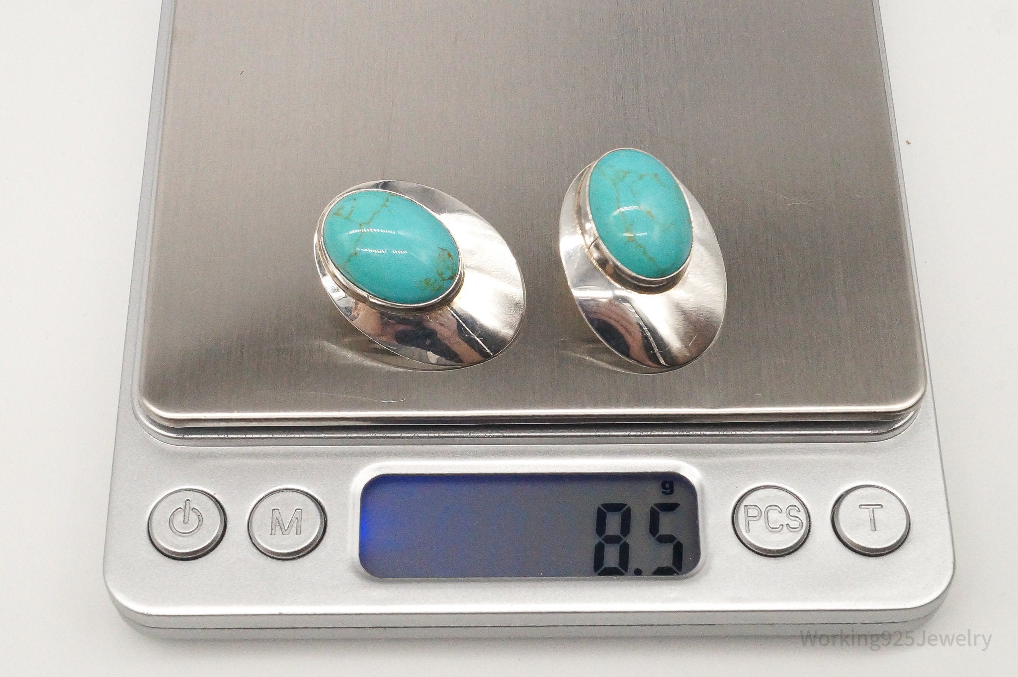 Vintage Native American Navajo Turquoise Sterling Silver Earrings