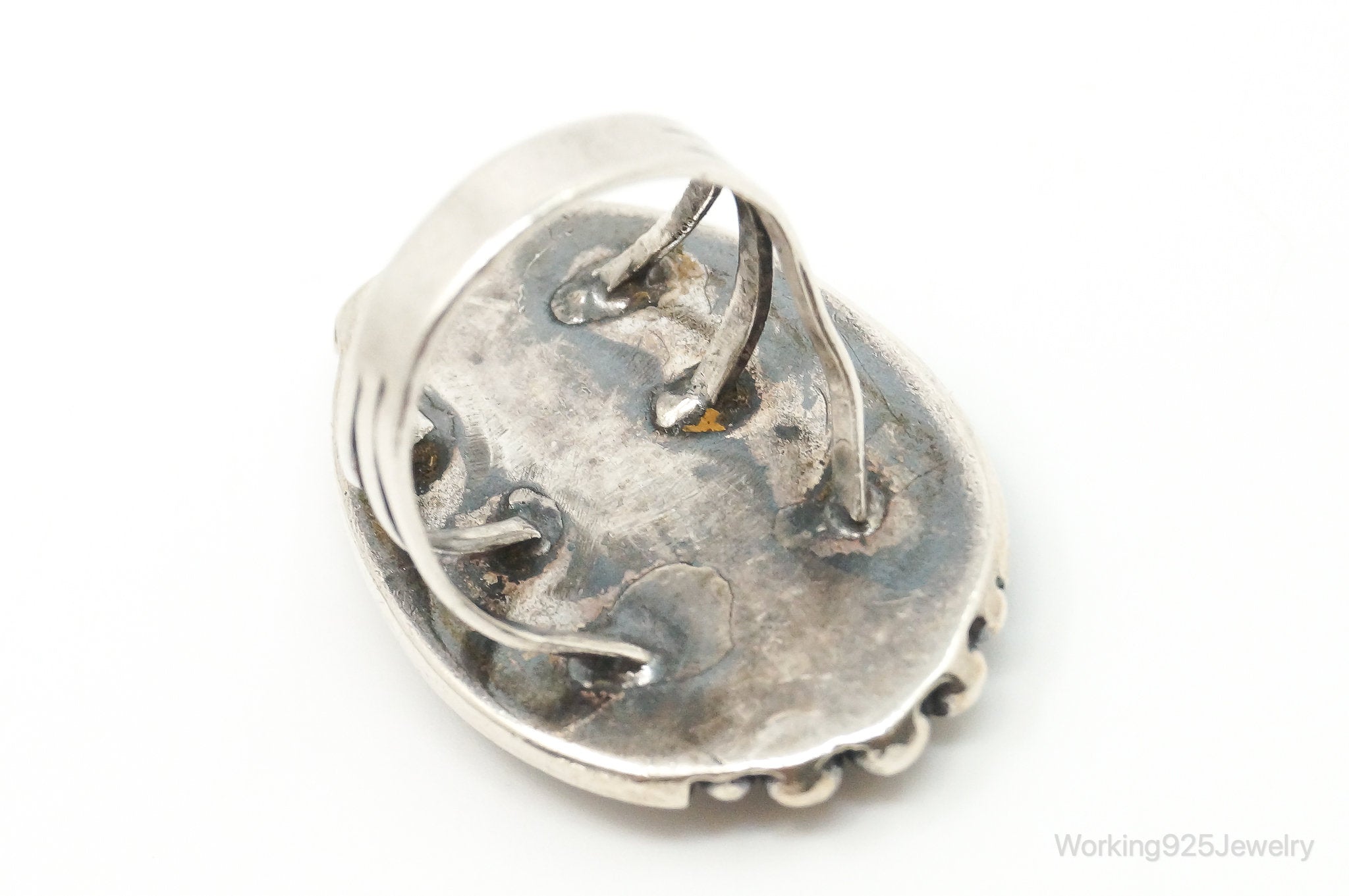 Large Vintage Native American Turquoise Unsigned Sterling Silver Ring SZ 6.25