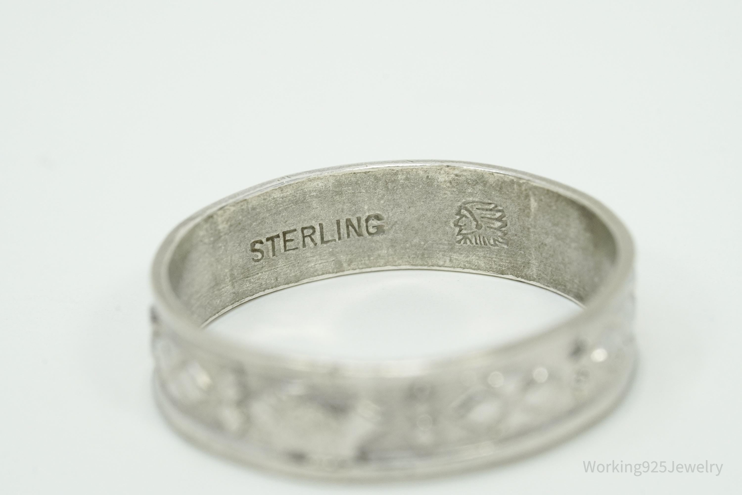 Vintage Native American Sterling Silver Band Ring - Size 6