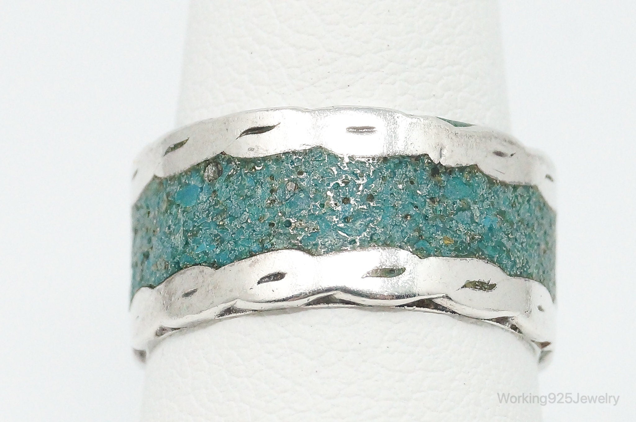 Vintage Mexico JFCM Turquoise Sterling Silver Ring - Size 7