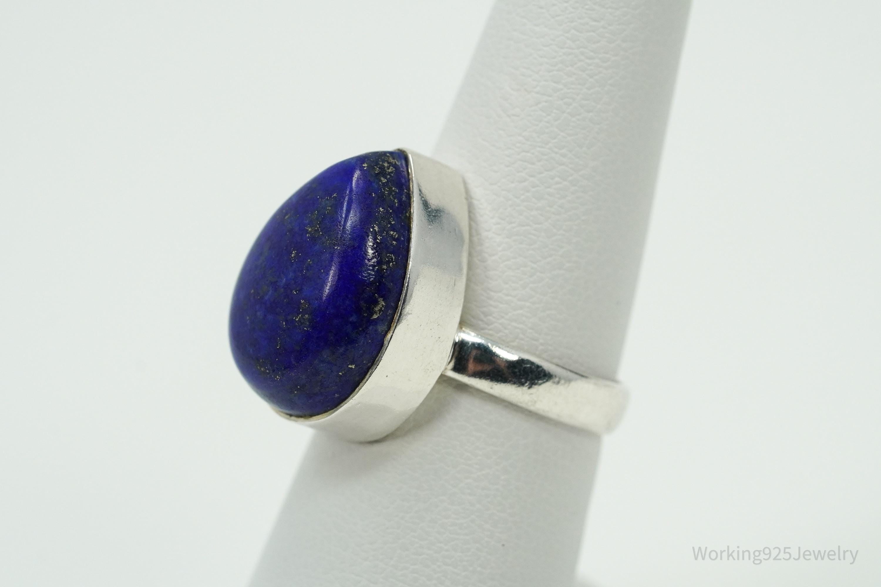 Vintage Lapis Lazuli Sterling Silver Ring - Size 7.25