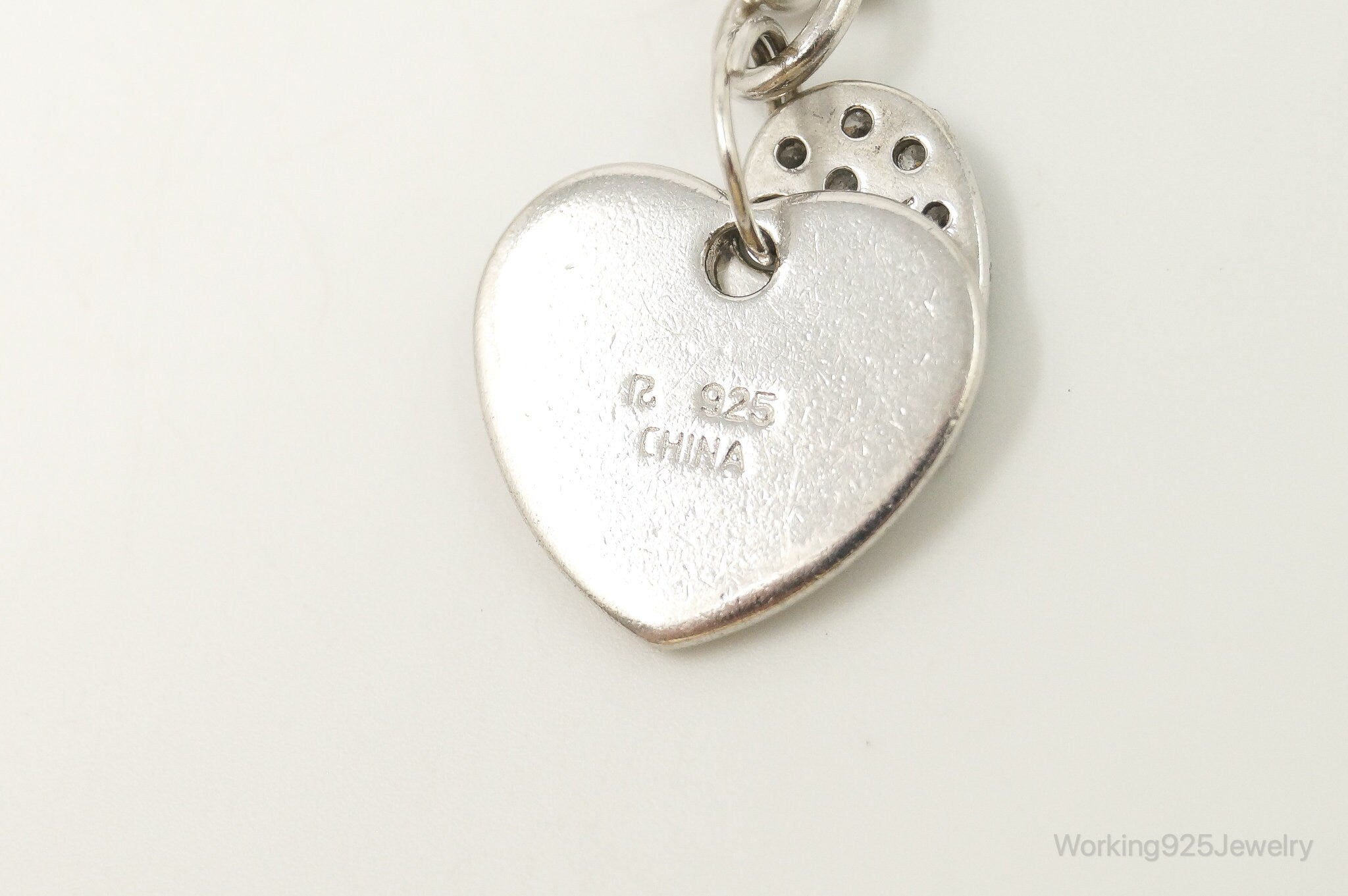 Designer Ross Simons Cubic Zirconia Heart Sterling Silver Bracelet