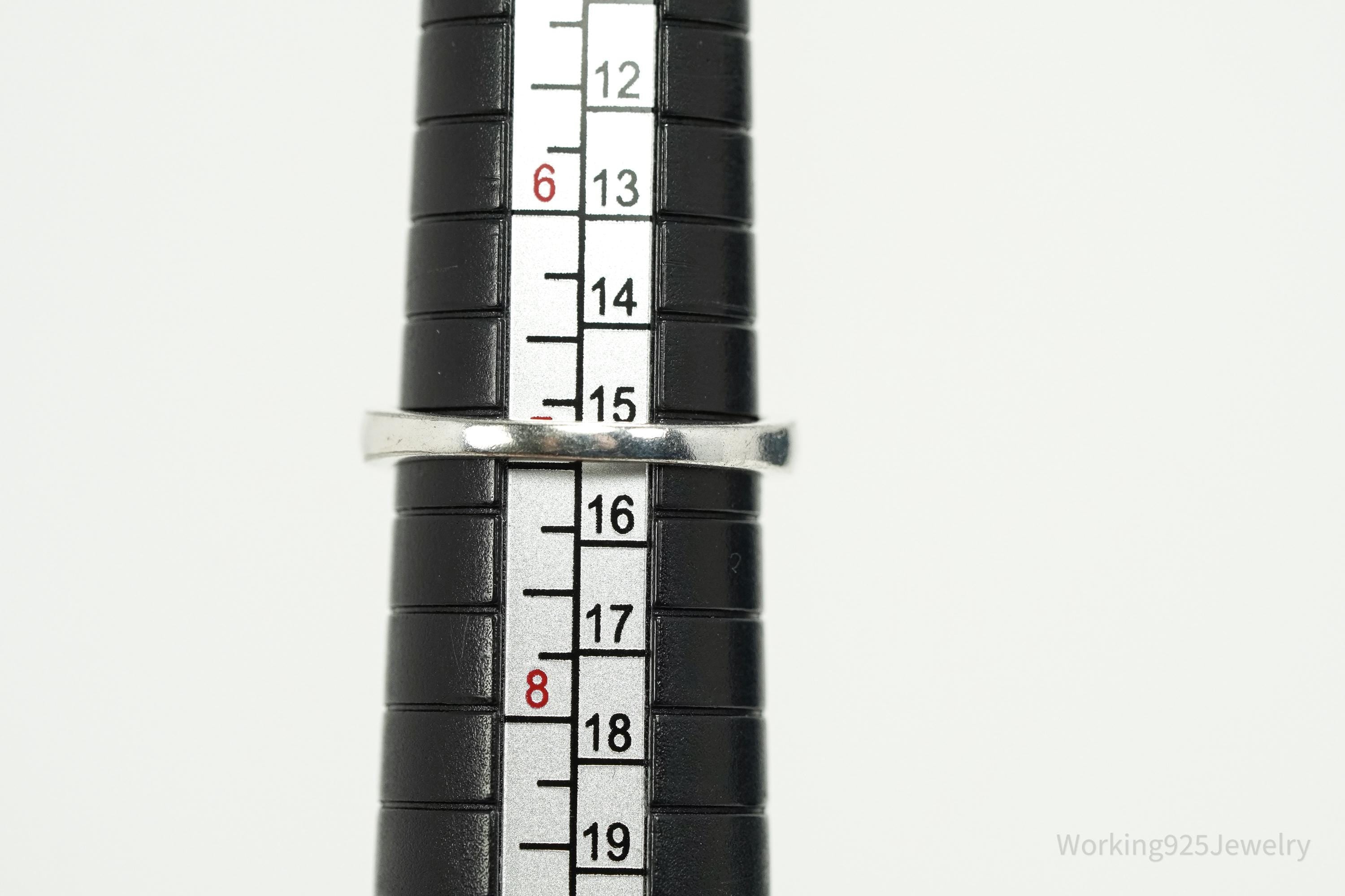 Vintage Amethyst & Diamond Sterling Silver Ring - Size 7