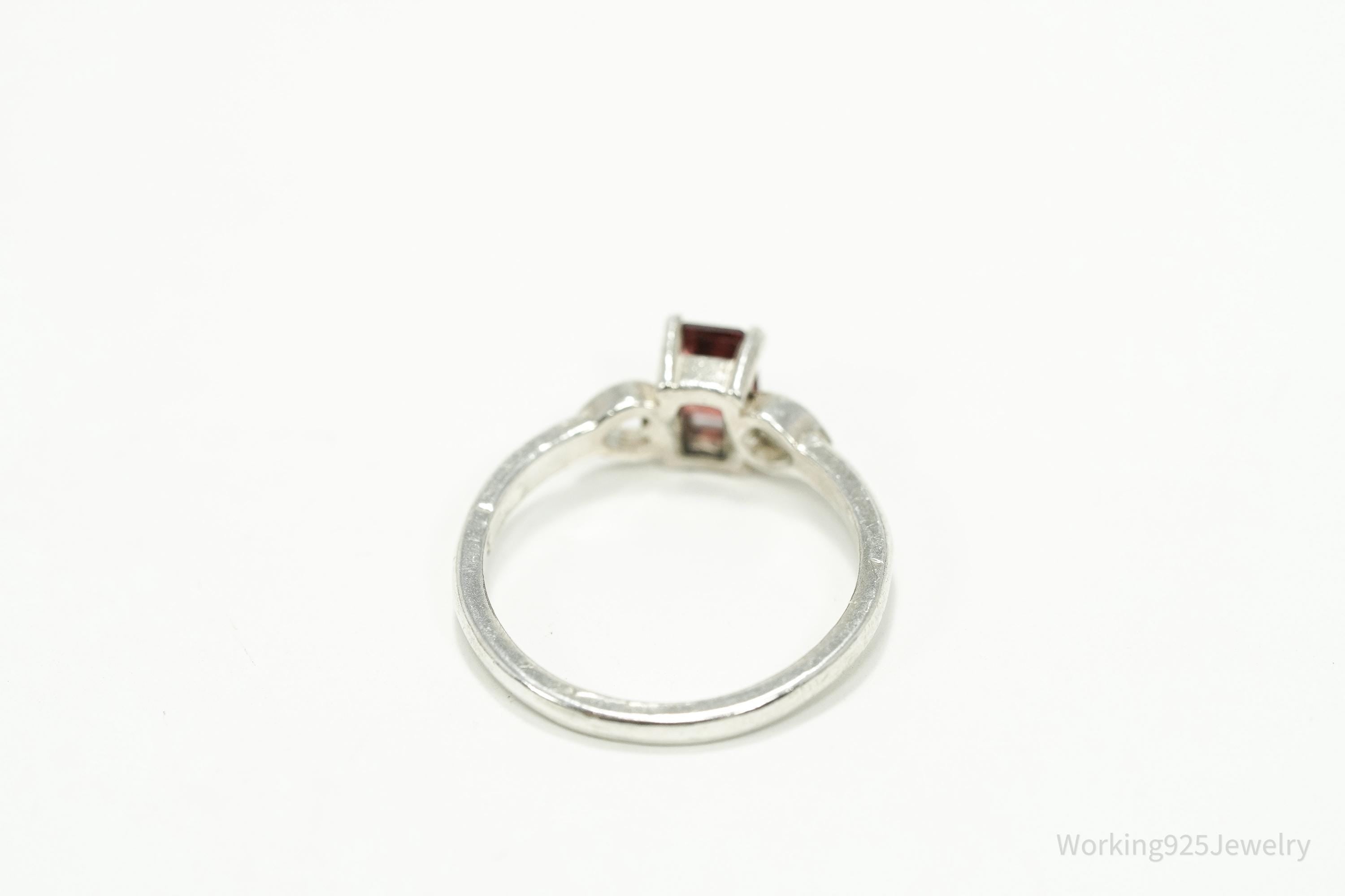 Vintage Garnet Sterling Silver Ring - Size 6.5