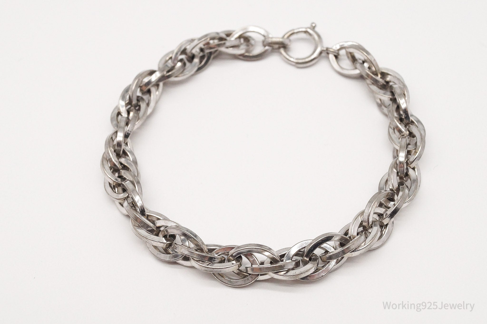 Antique Sterling Silver Chain Bracelet - 7 3/8"