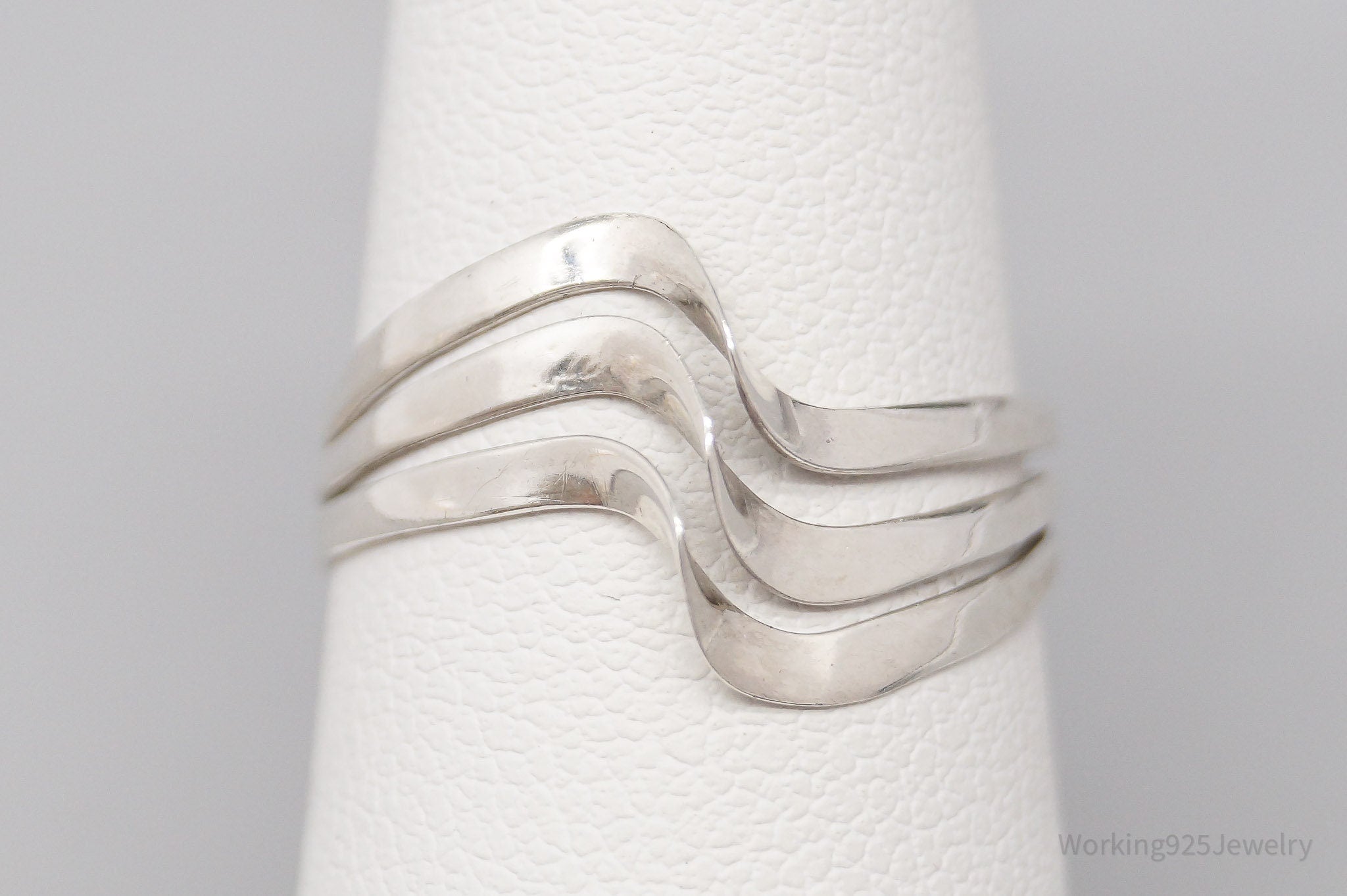 Vintage Mexico Modernist Waves Sterling Silver Ring - Size 6.75