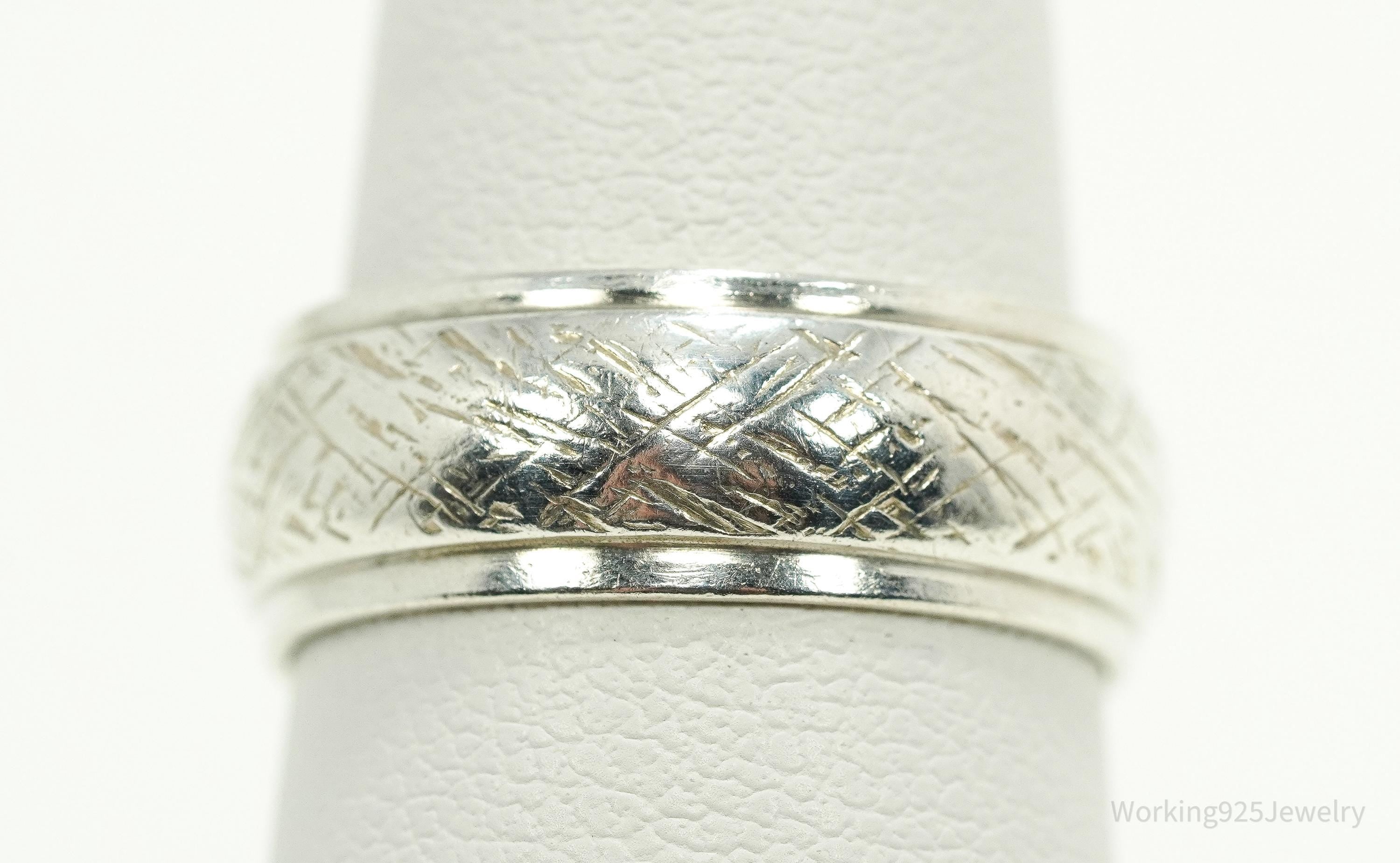 Antique Designer Sterling Silver Band Ring - Size 7