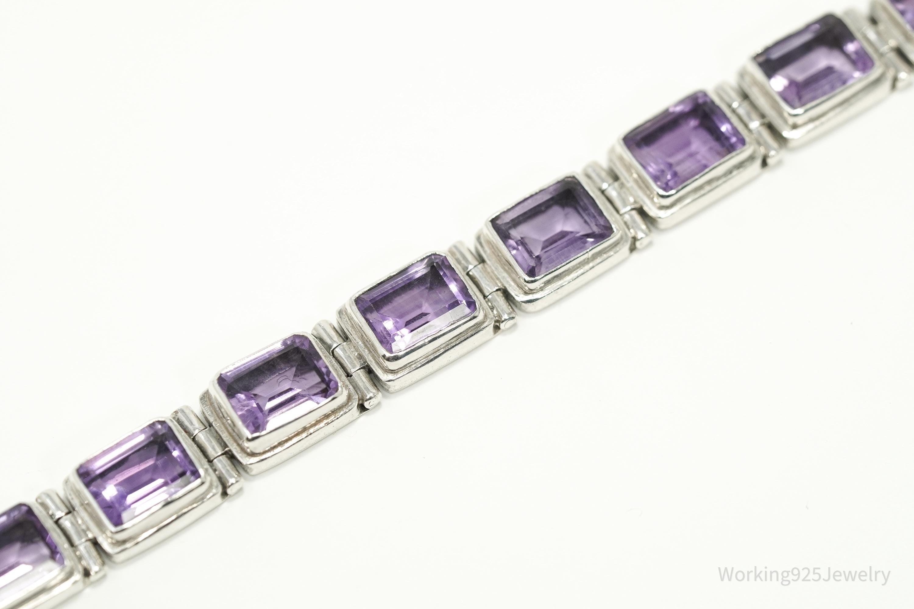 Vintage Purple Amethyst Sterling Silver Bracelet - 7 3/8"