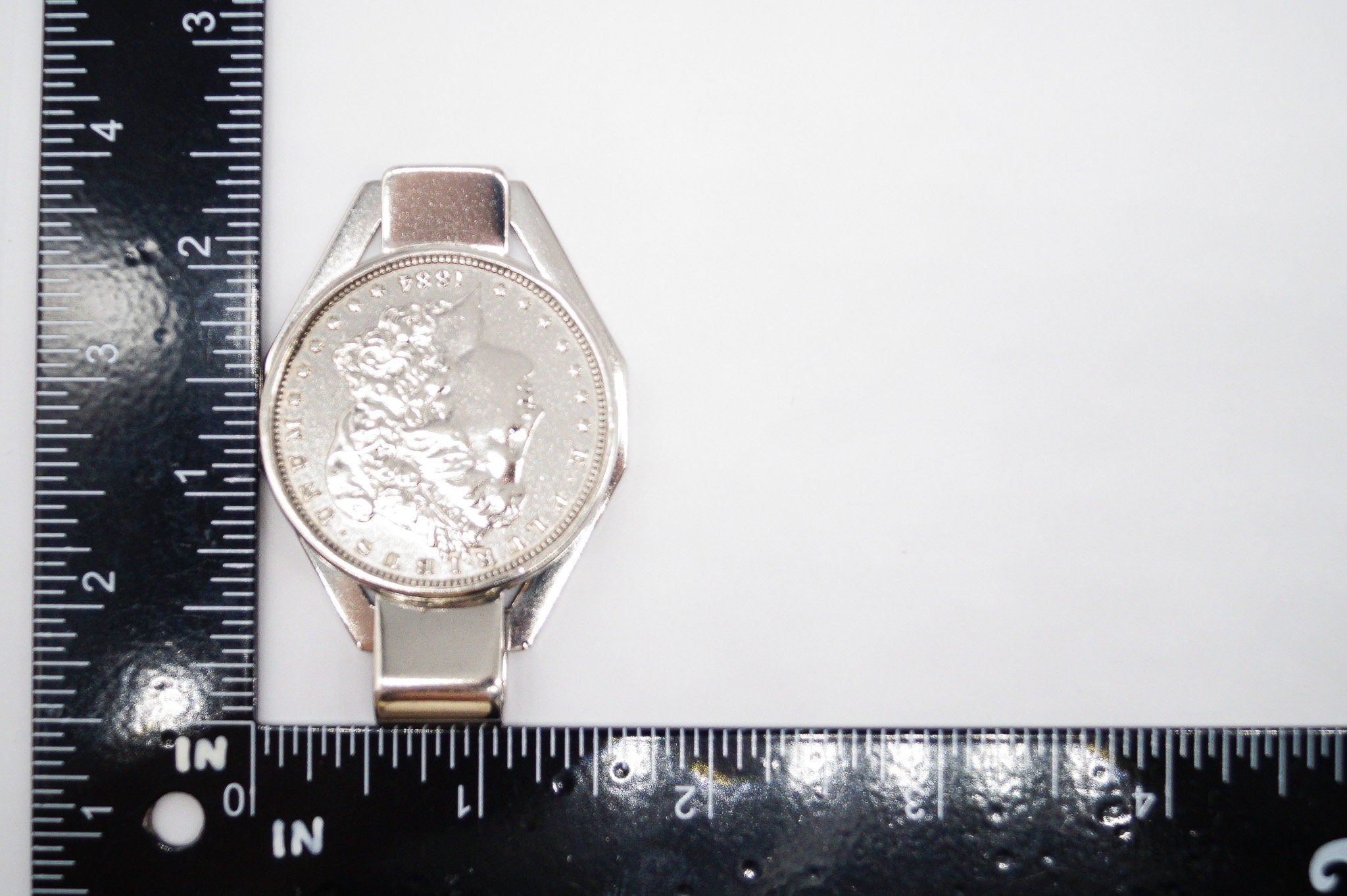 Antique 1884 Morgan Silver Dollar Coin Sterling Silver Money Clip