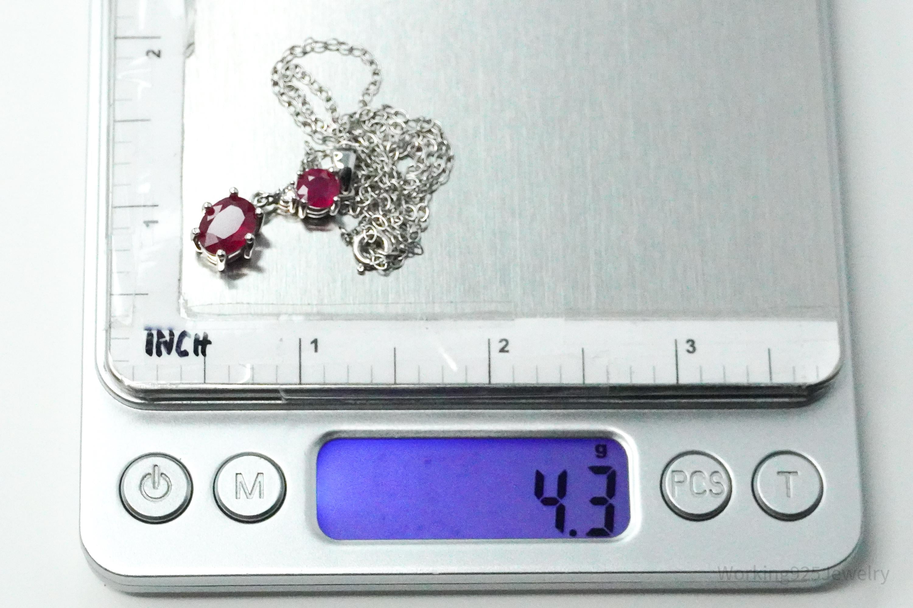 JTV's TGGC Ruby & White Topaz Sterling Silver Necklace 18"