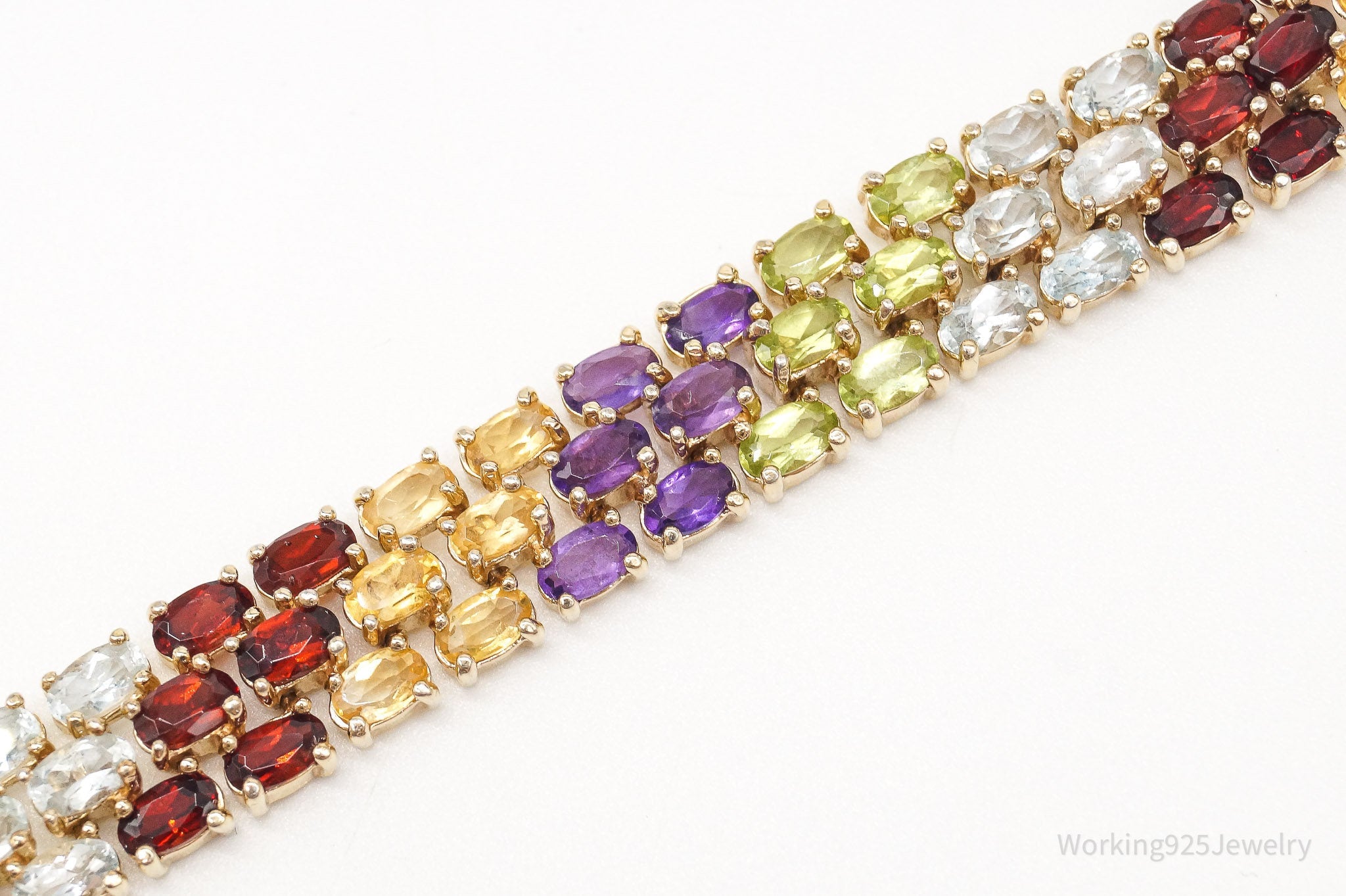 Vintage Ross Simons Multi Gemstone 18K Gold Over Sterling Silver Bracelet