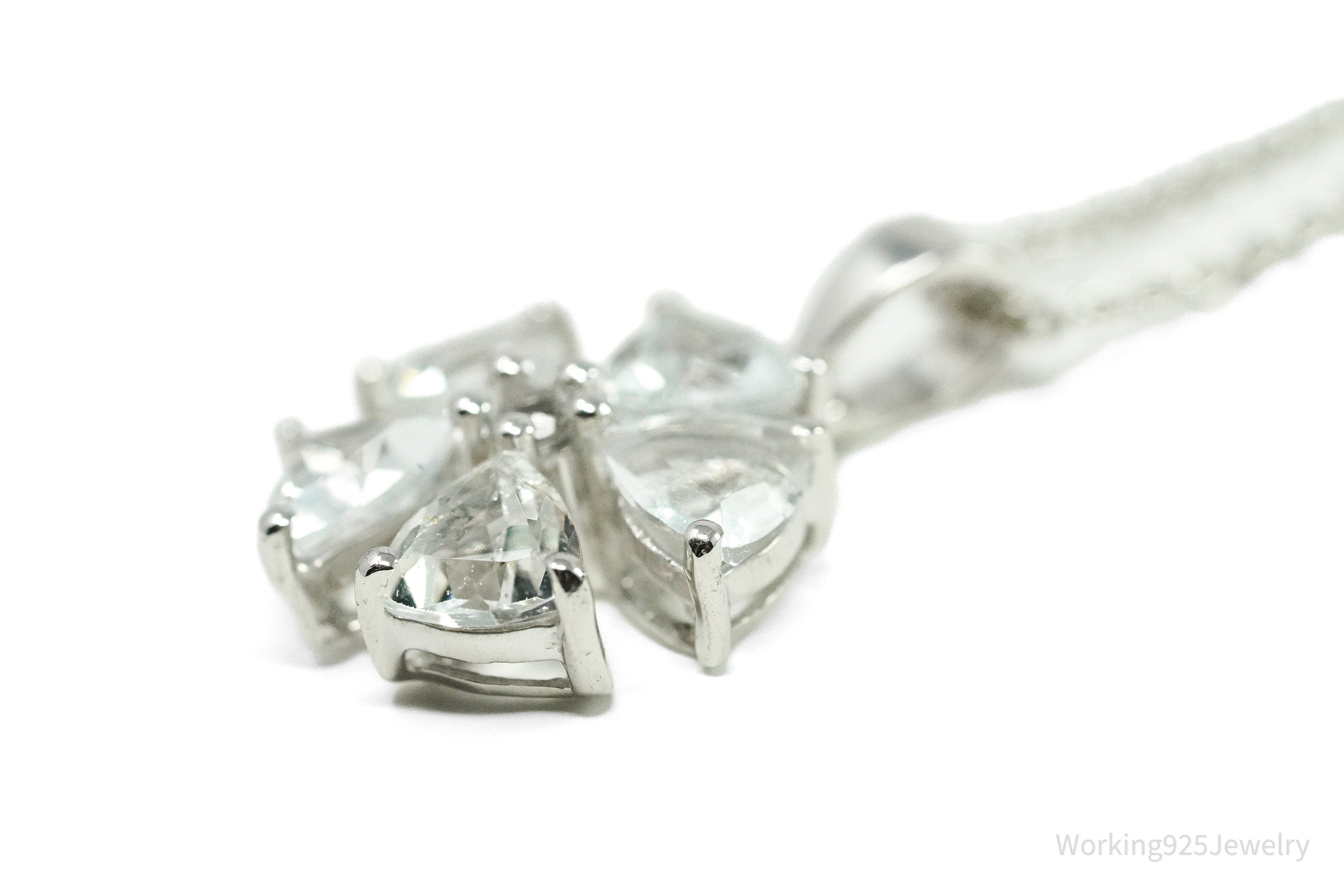 TGGC White Topaz Flower Sterling Silver Chain Necklace 18"