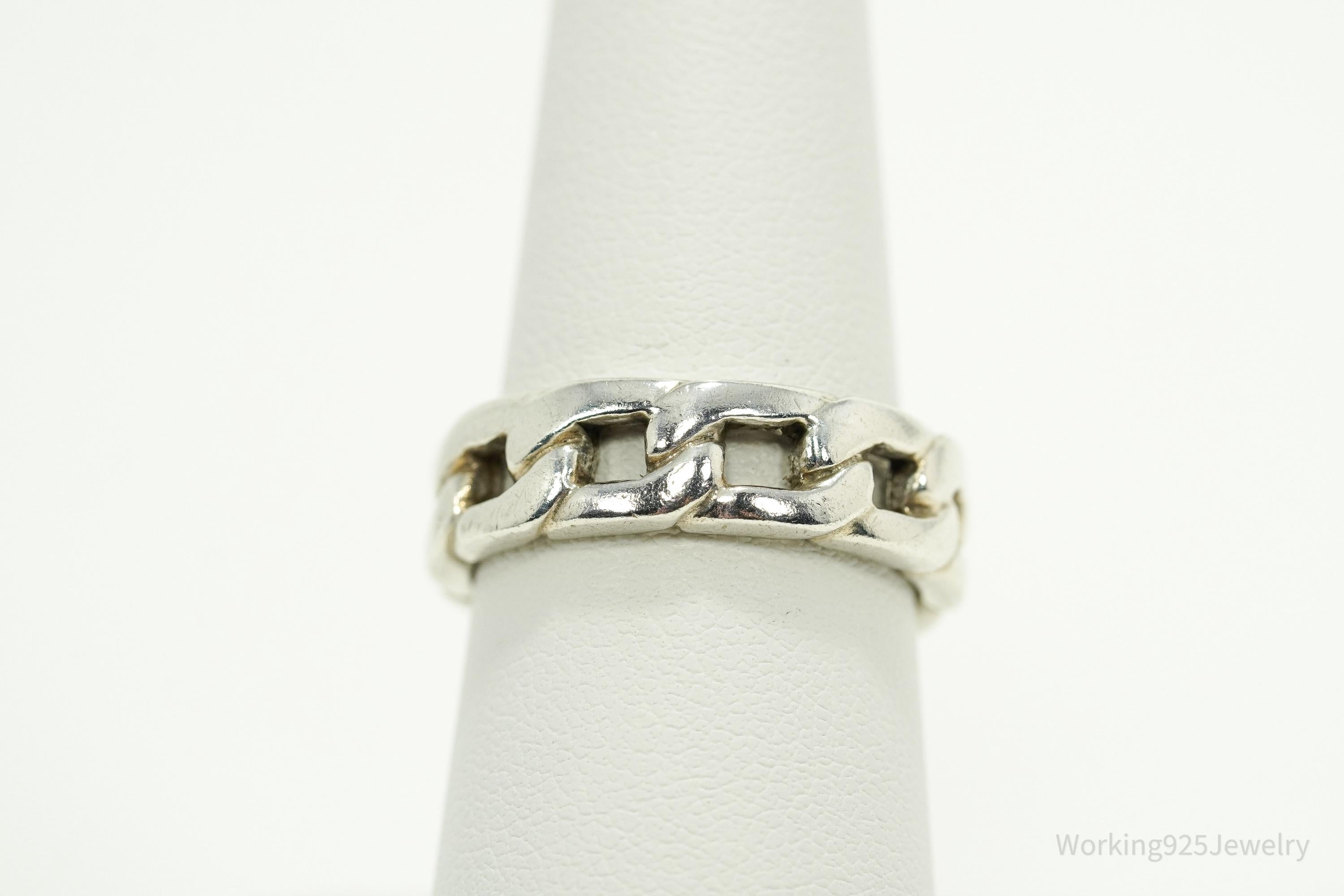 Vintage Chainlink Sterling Silver Ring - Size 8