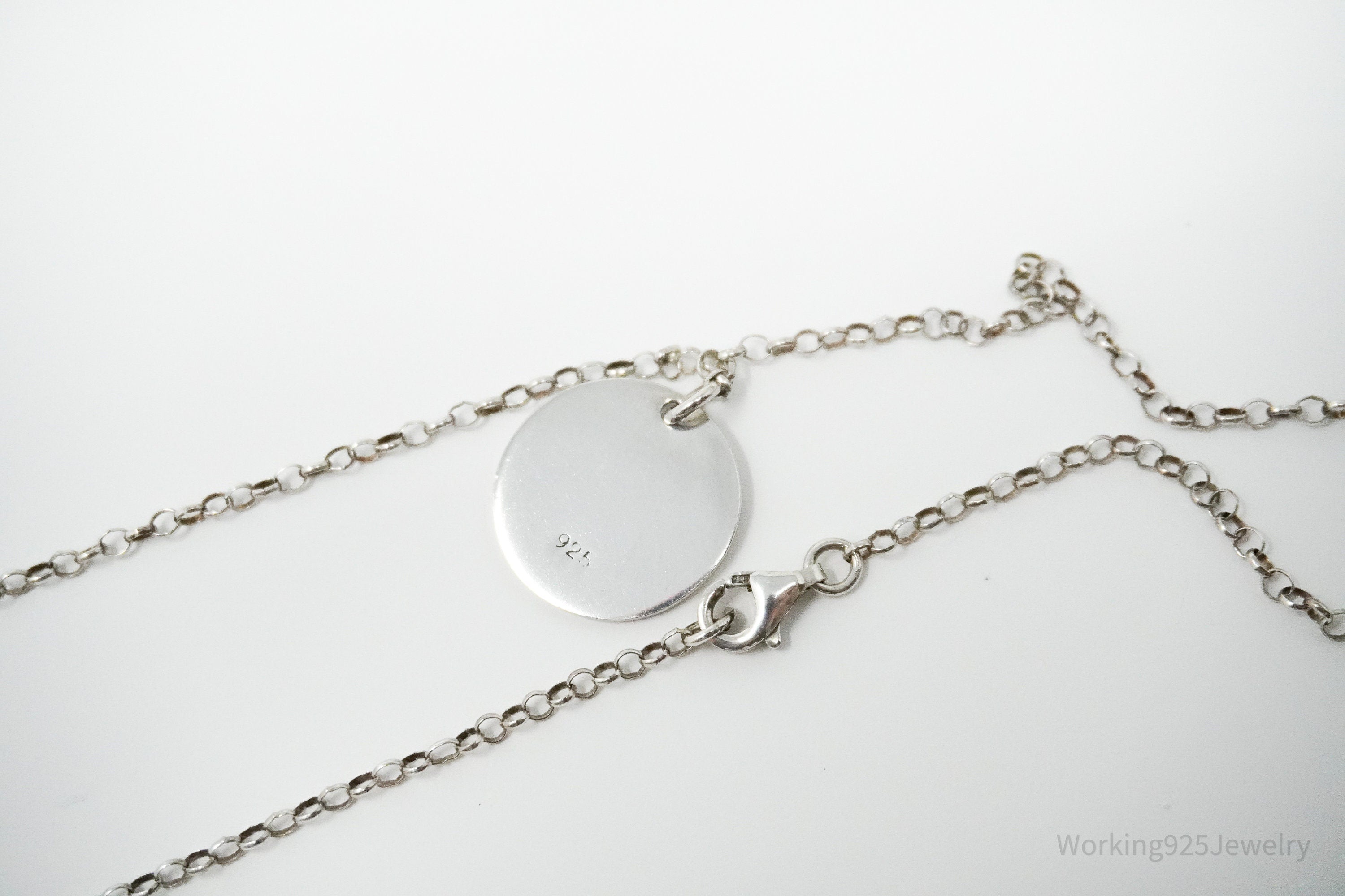 Vintage FAITH Sterling Silver Hammered Style Pendant Necklace 17"