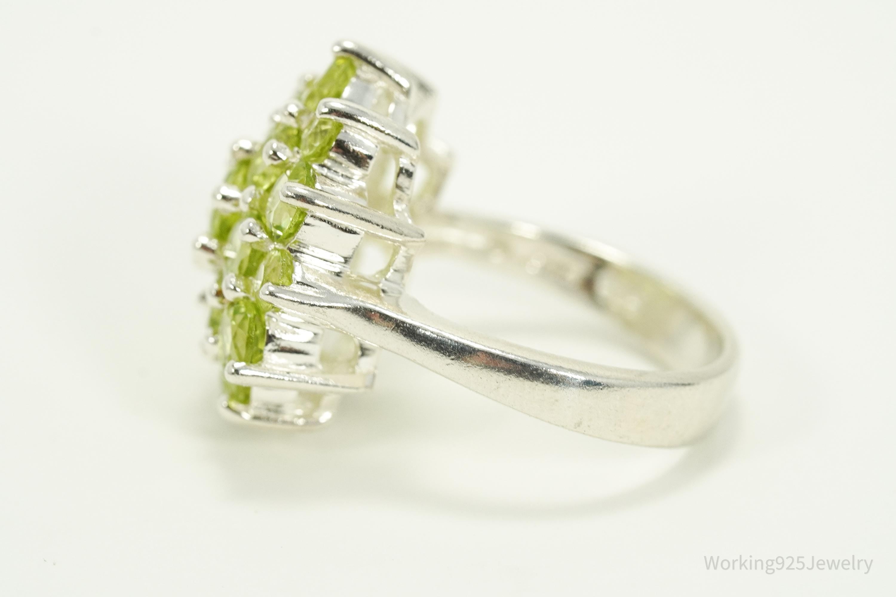 Vintage Green Peridot Sterling Silver Ring - Size 7