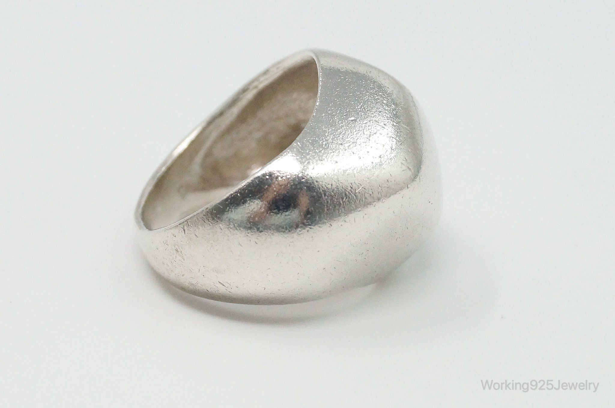 Vintage Sleek Modern Sterling Silver Dome Ring - Size 7.25