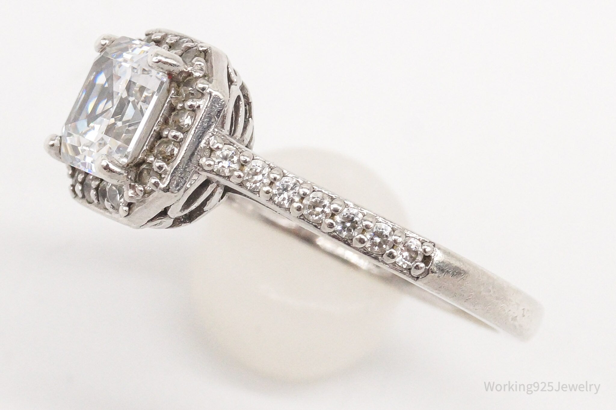 Vintage Cubic Zirconia Sterling Silver Ring Size 9