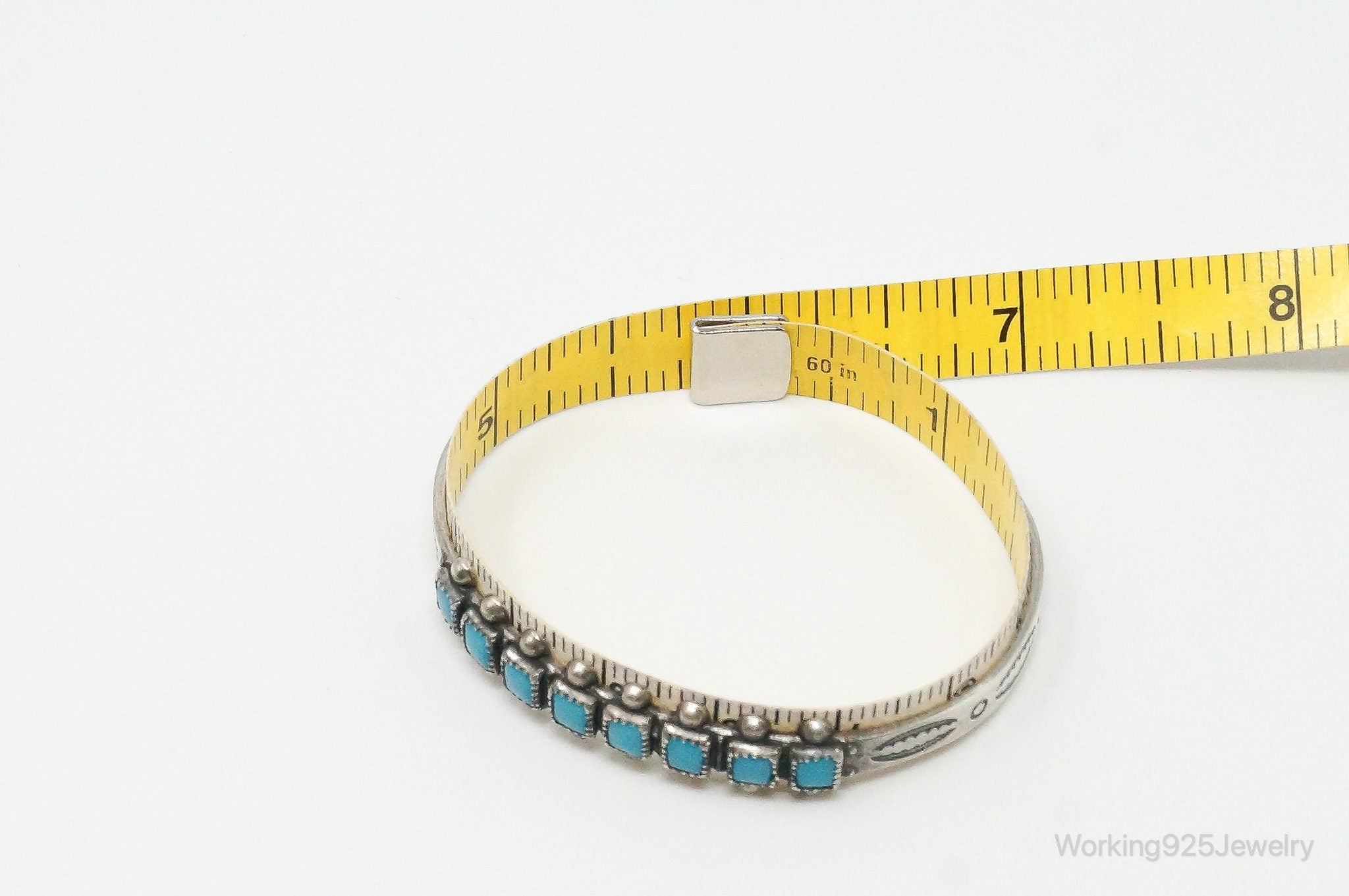 Vintage Southwest Designer Bell Trading Post Turquoise Sterling Silver Bracelet