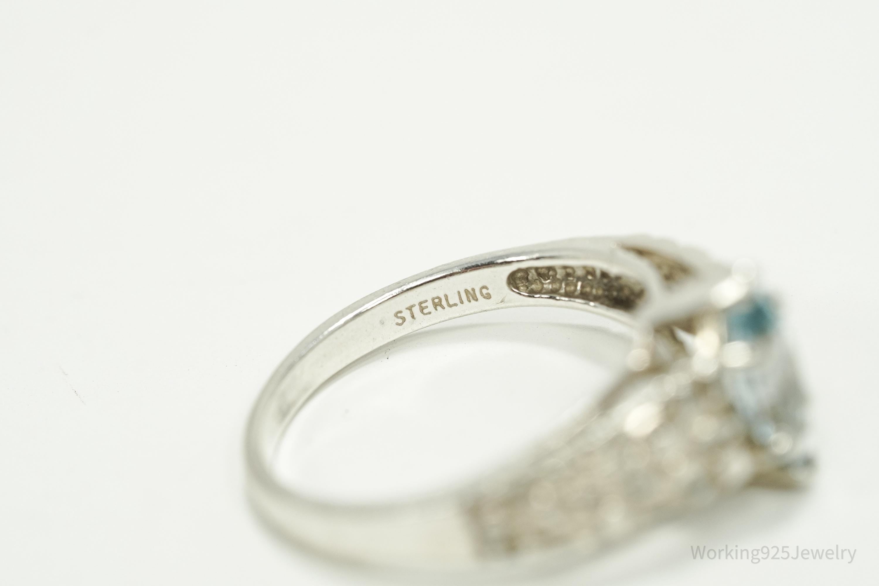 Vintage Designer Kabana Blue Topaz Sterling Silver Ring - Size 8