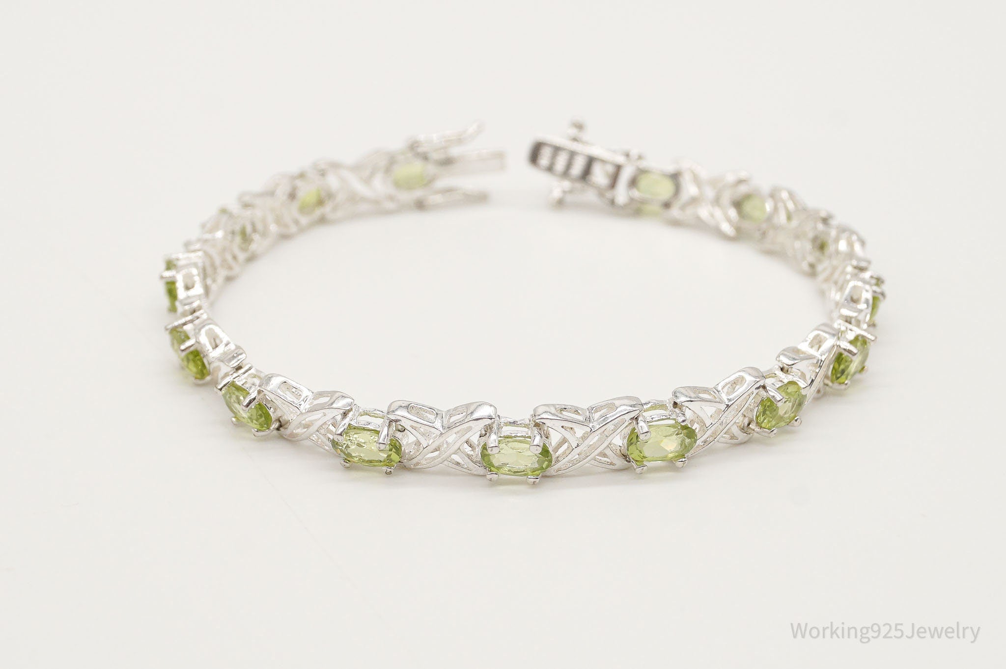 Vintage Peridot XOXO Sterling Silver Bracelet