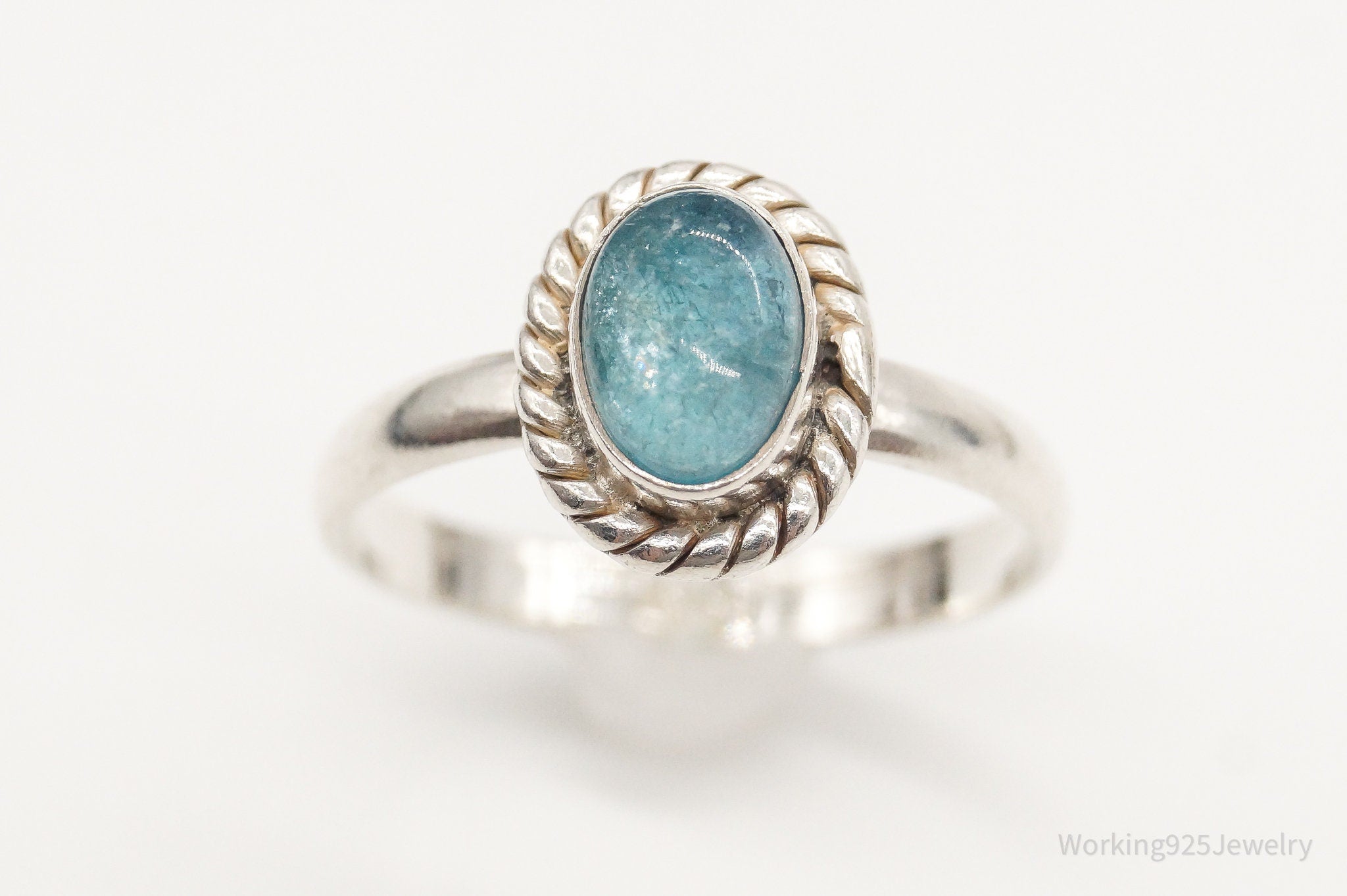 Vintage Blue Stone Sterling Silver Ring - Size 7