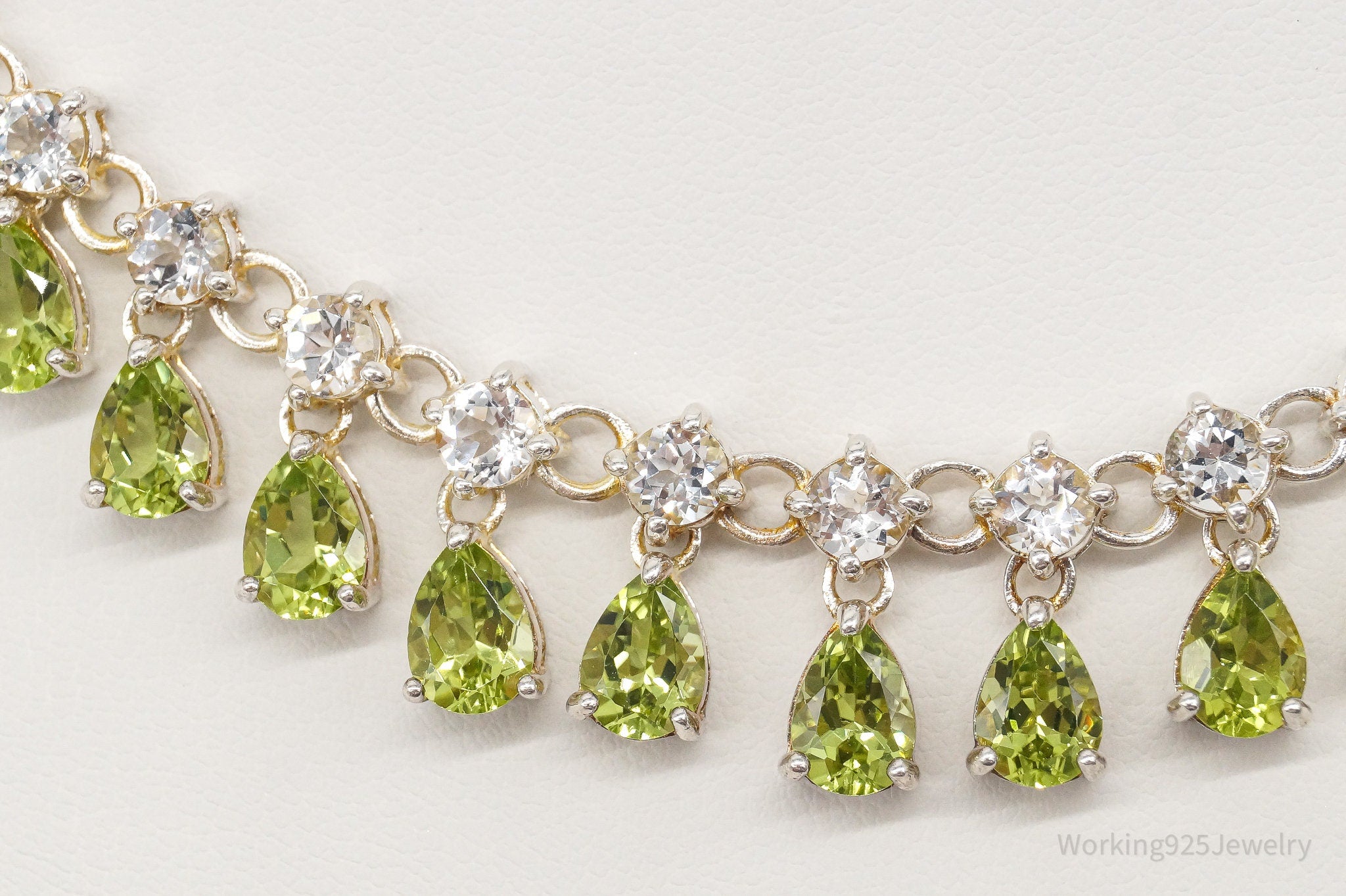 Vintage Peridot Cubic Zirconia Sterling Silver Necklace