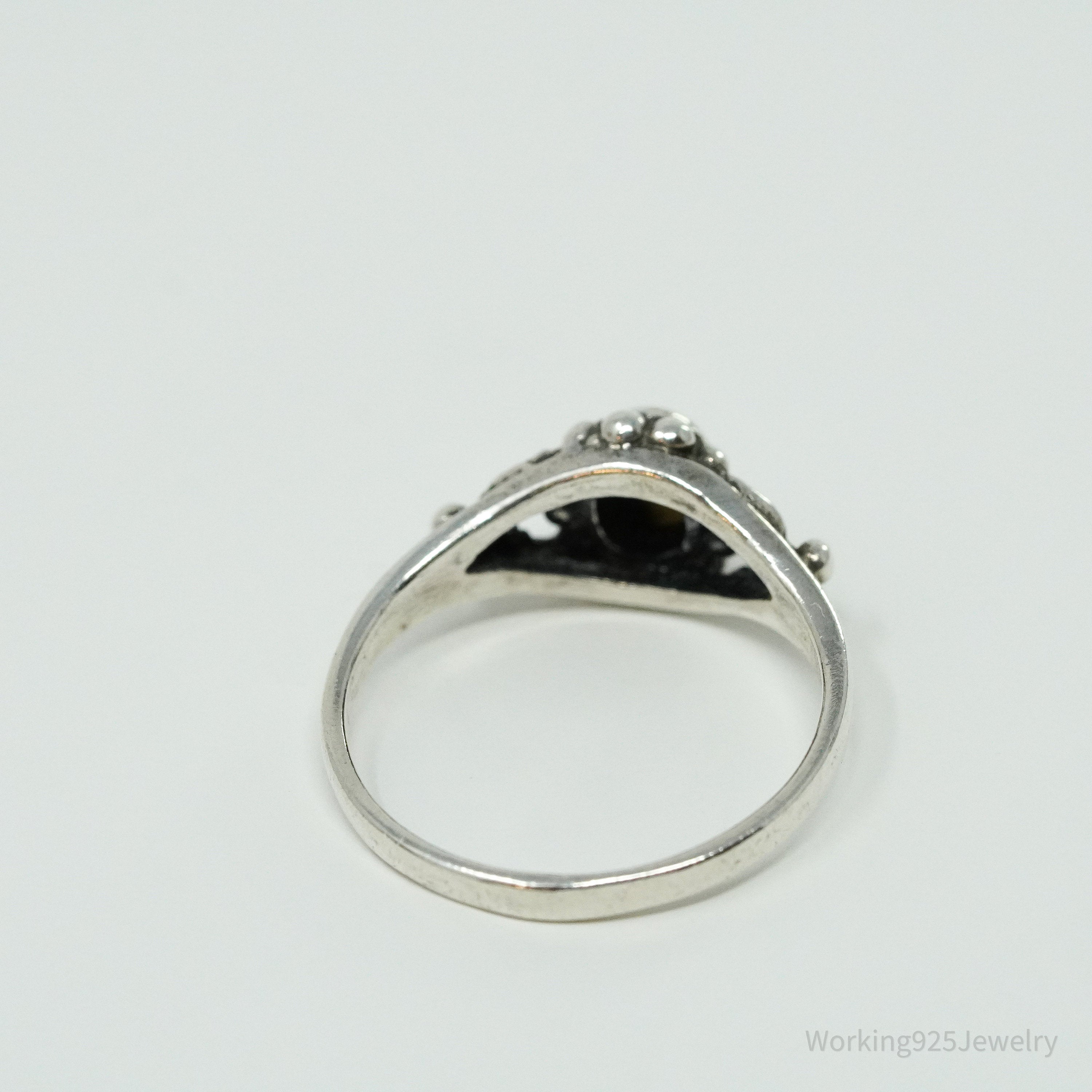 Vintage Black & White Onyx Yin Yang Sterling Silver Ring Size 5