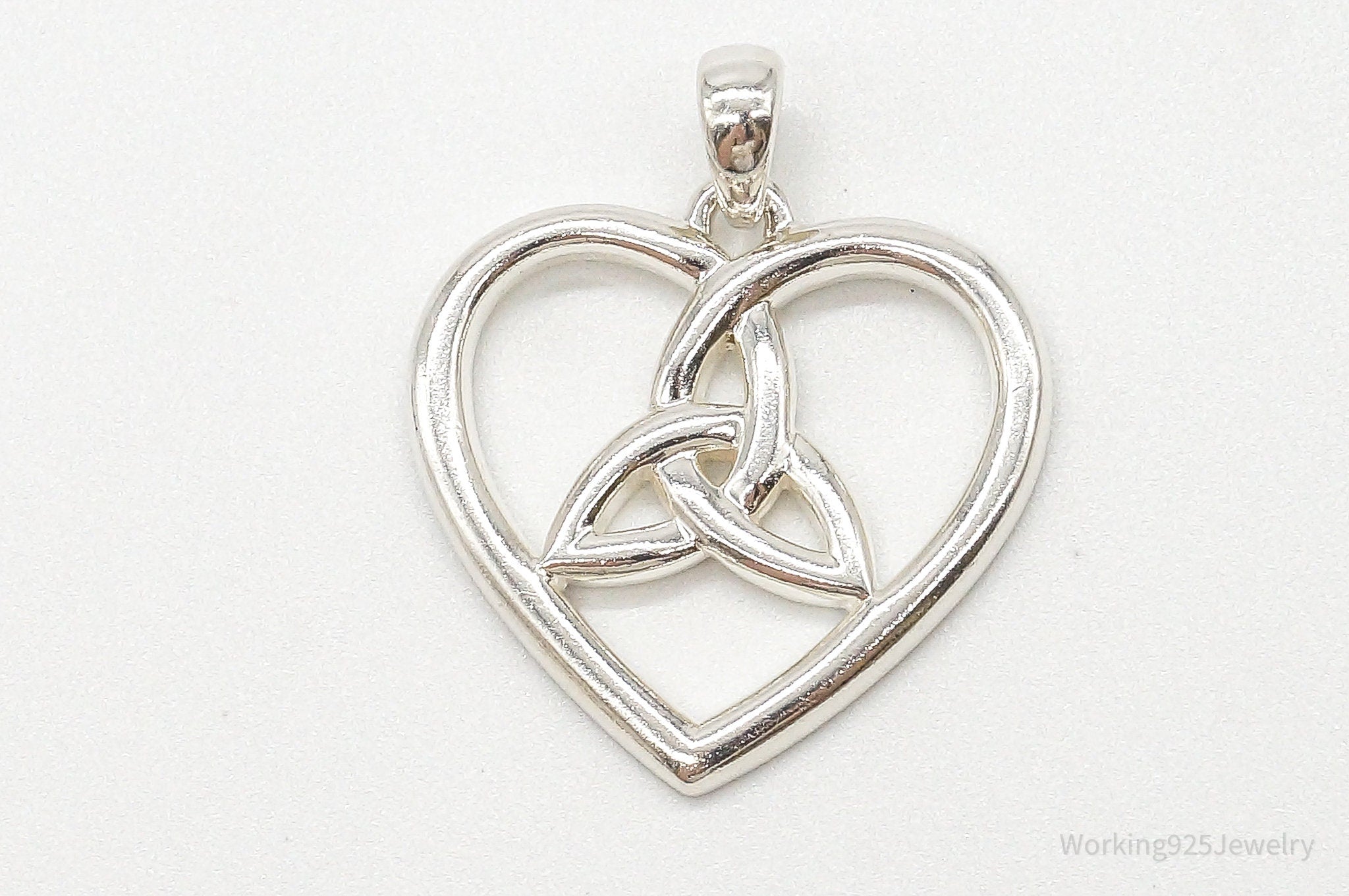 Vintage Large Ireland Celtic Heart Sterling Silver Pendant