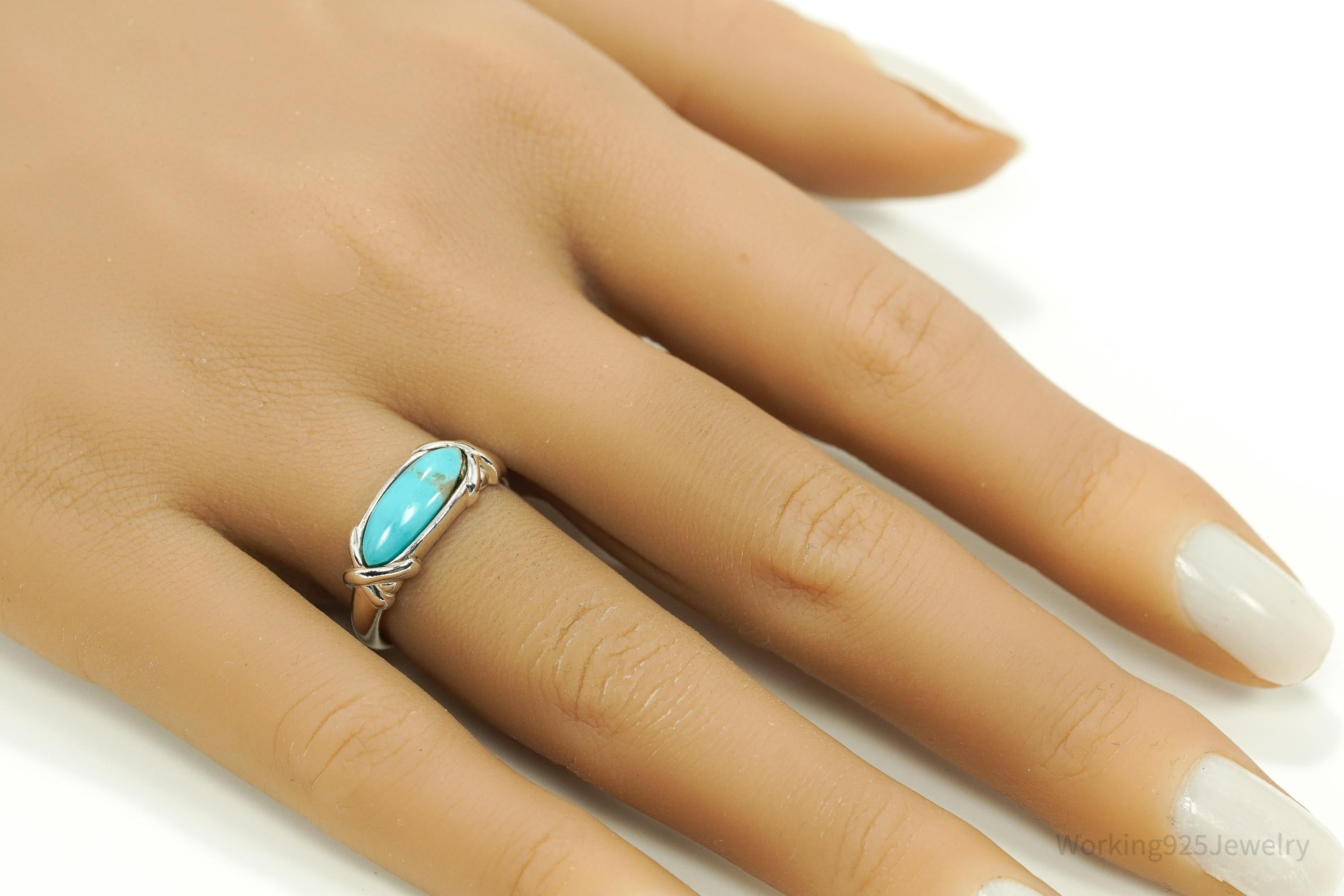 Vintage Native Designer Carolyn Pollack Turquoise Sterling Silver Ring - Size 7.25