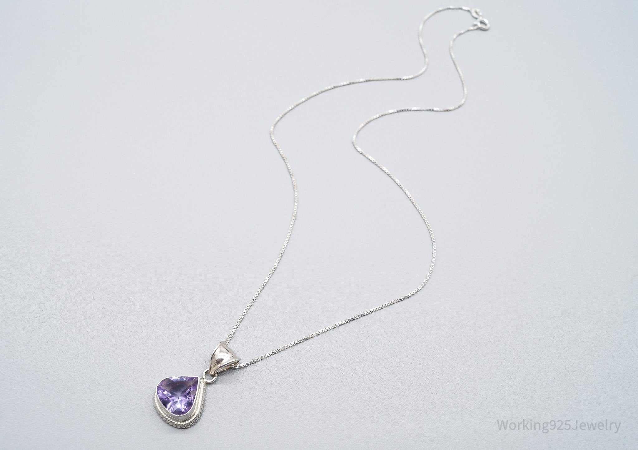 Vintage Amethyst Sterling Silver Necklace 18"