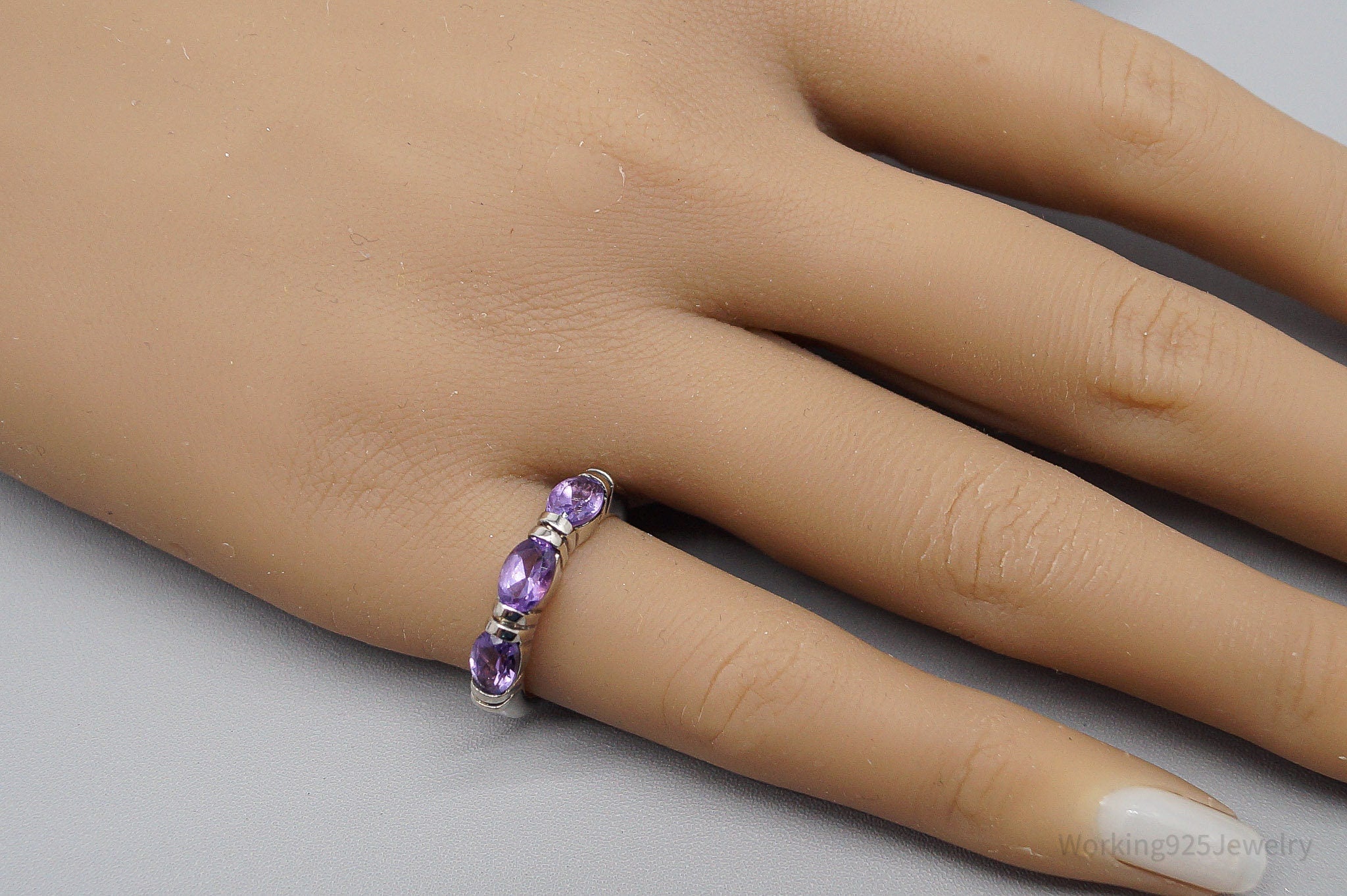 Vintage Amethyst Sterling Silver Ring - Size 6