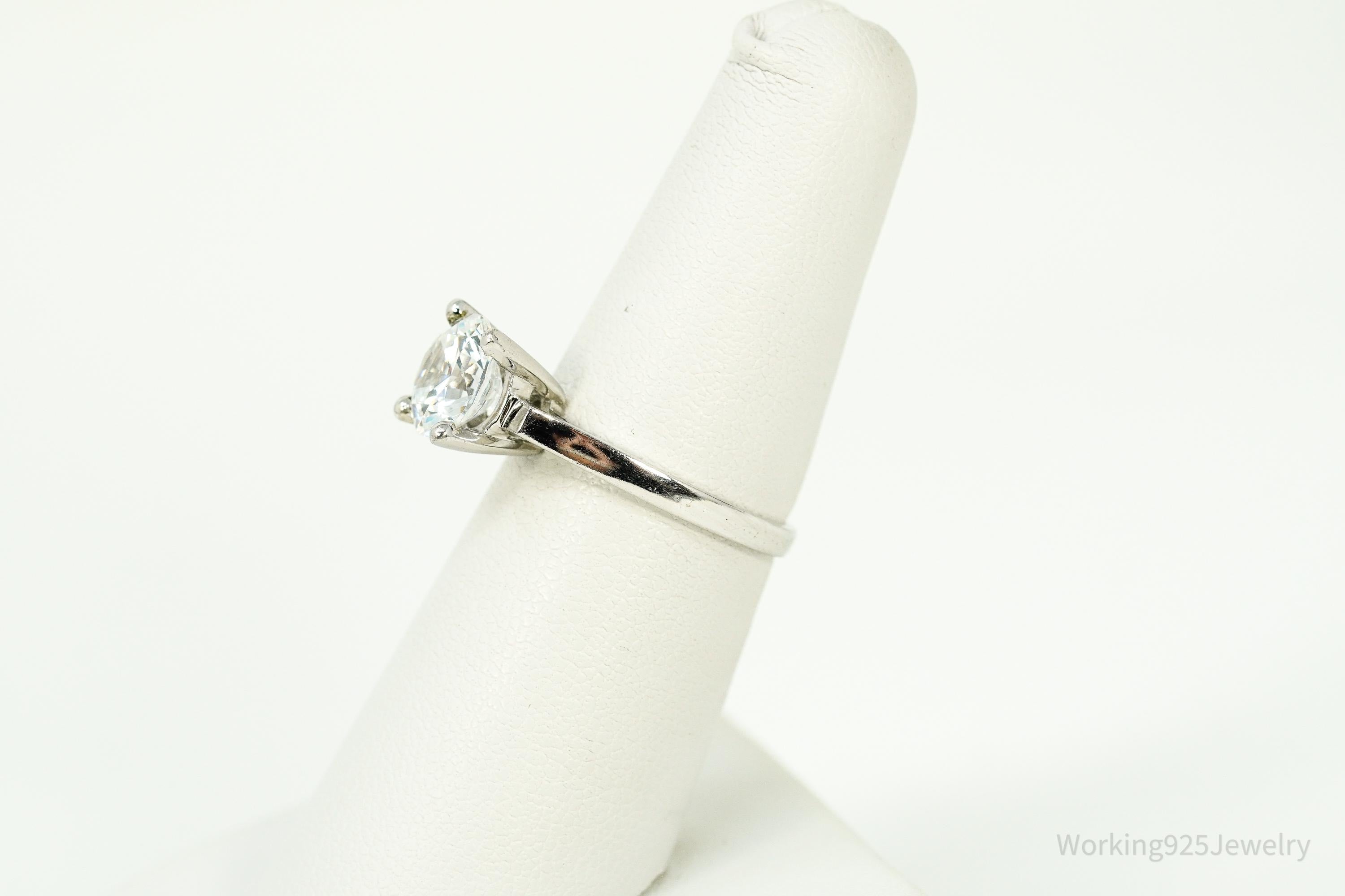 Vintage Cubic Zirconia Sterling Silver Ring - Size 6