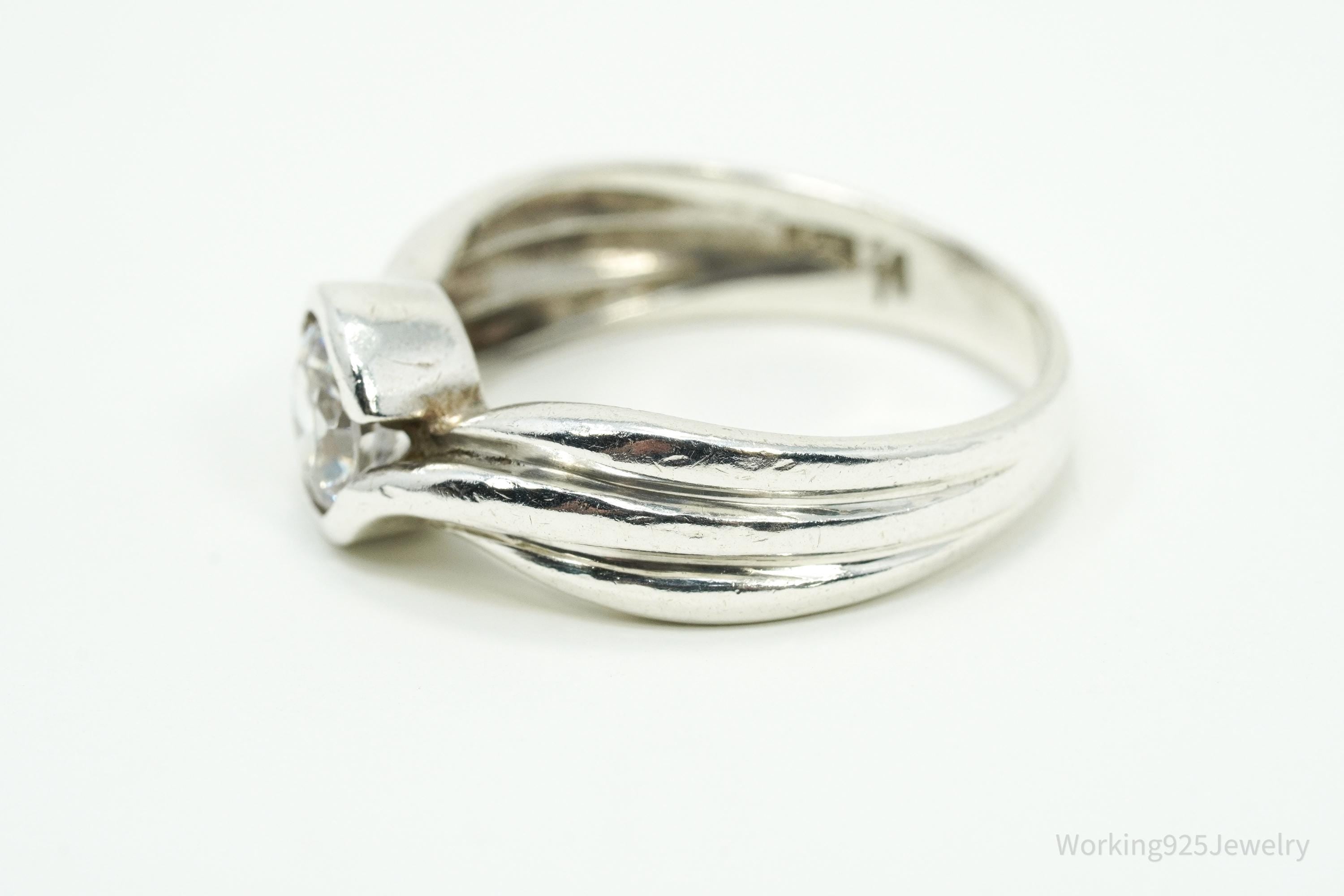 Vintage Cubic Zirconia Sterling Silver Ring - Size 7