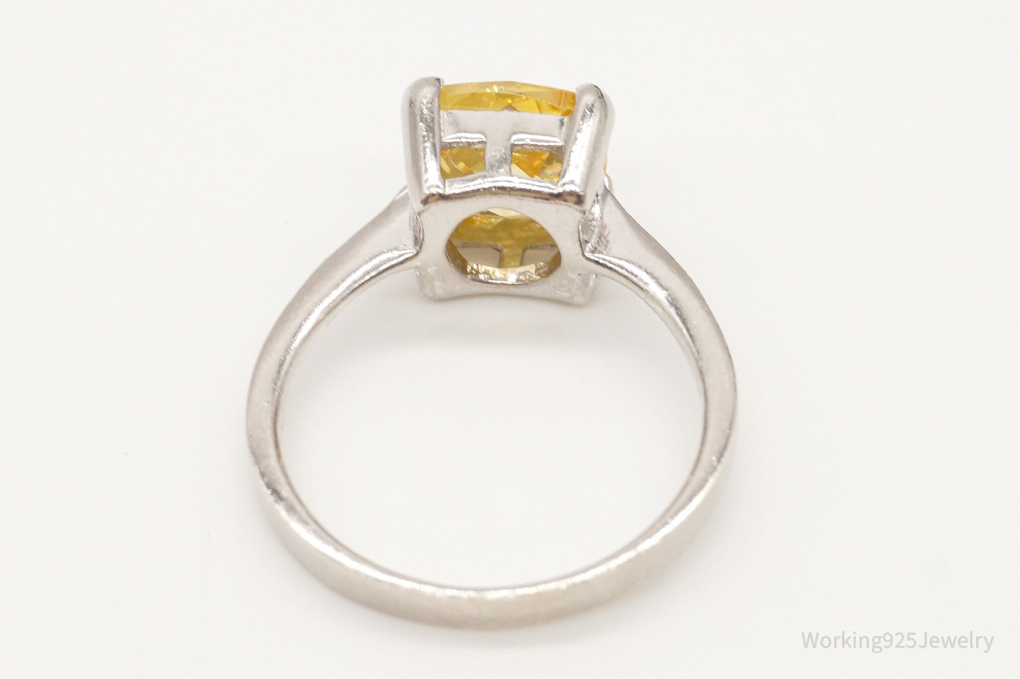 Vintage Yellow Cubic Zirconia Sterling Silver Ring- Size 8