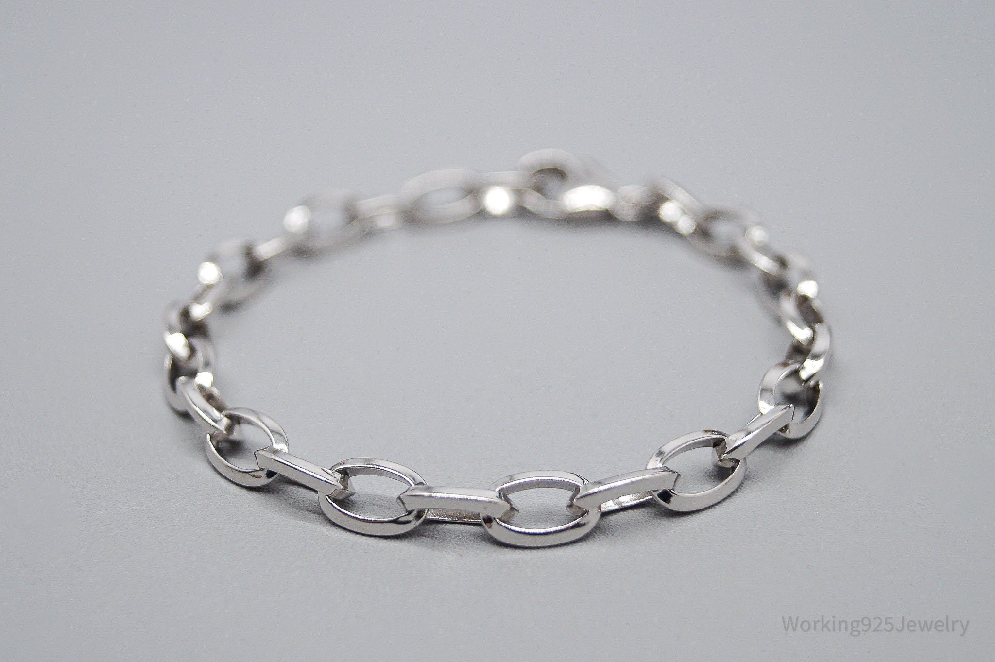 Vintage Chain Link Sterling Silver Bracelet - 7.5"