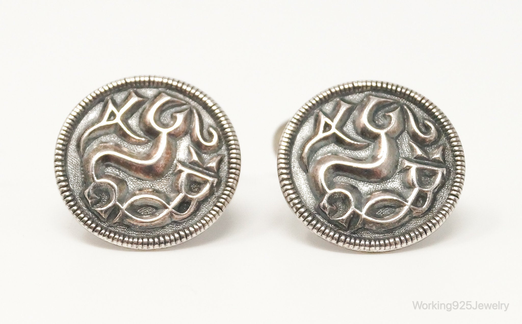 Vintage Norway Modernist David Andersen Viking Saga Sterling Silver Cufflinks