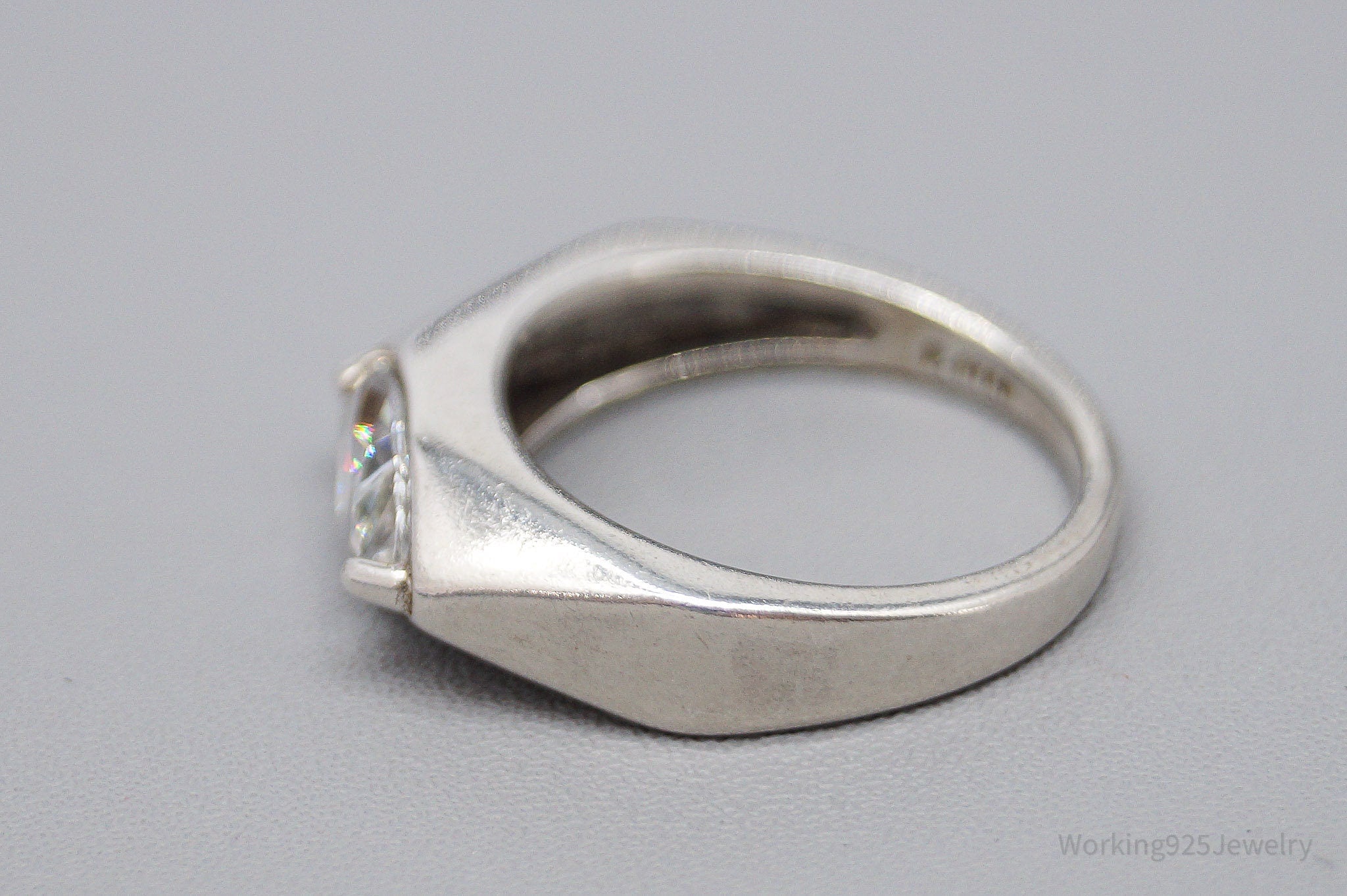 Vintage Diamonique Cubic Zirconia Sterling Silver Ring - Size 4