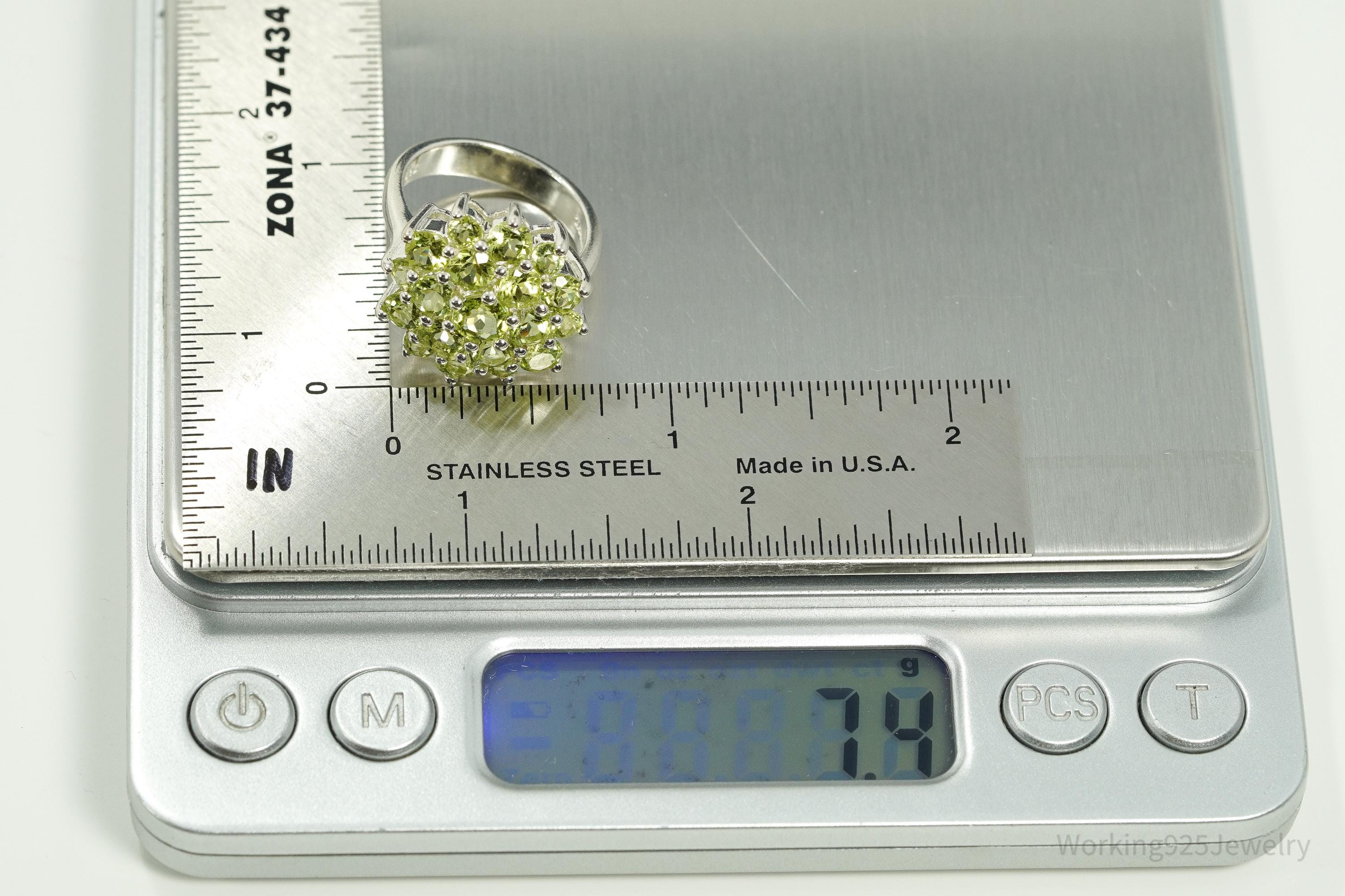 Vintage Green Peridot Sterling Silver Ring - Size 7