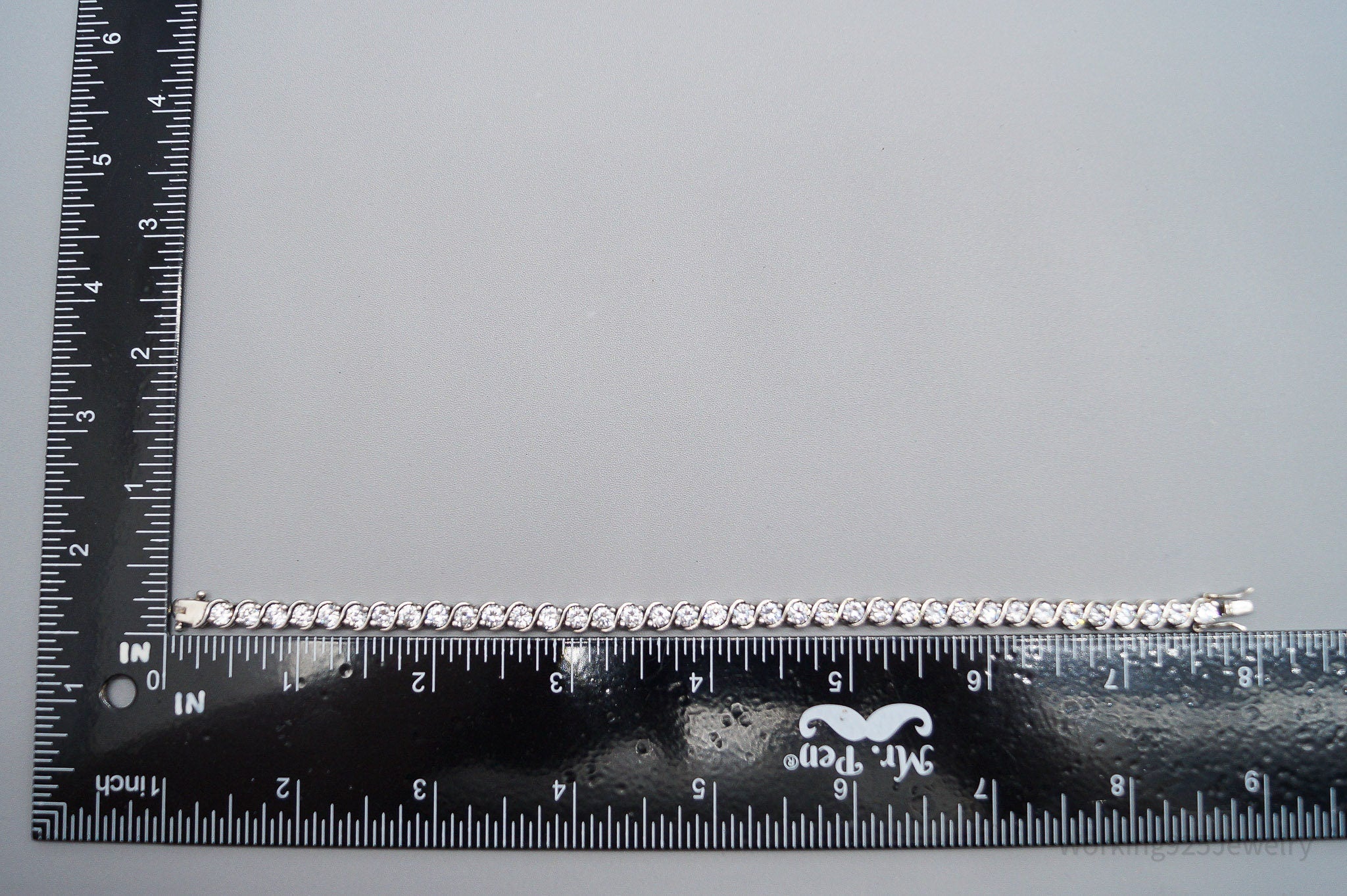 Vintage Ross Simons Cubic Zirconia Sterling Silver Tennis Bracelet 7 15/16"