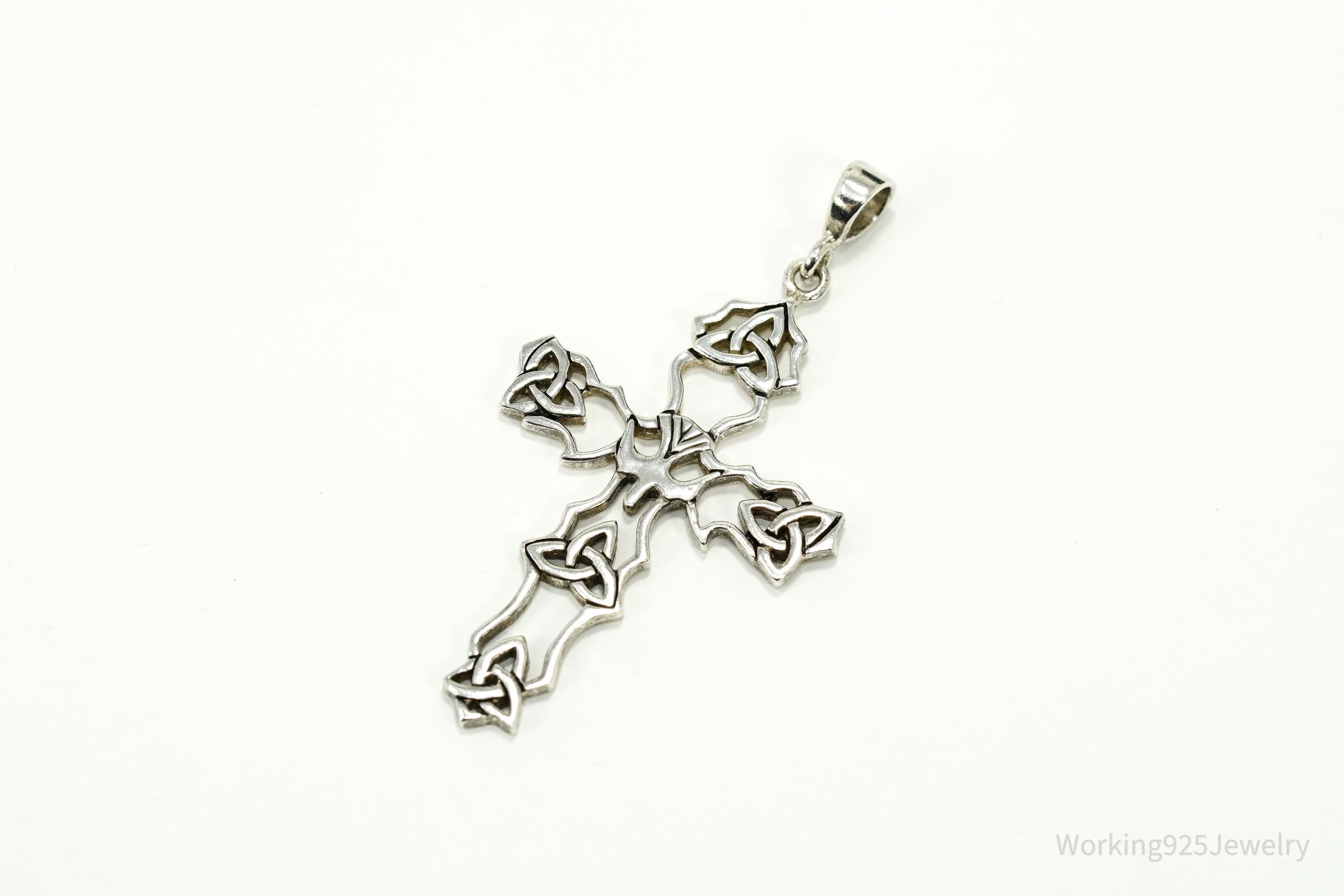 Vintage Large Celtic Sterling Silver Pendant 2.5"