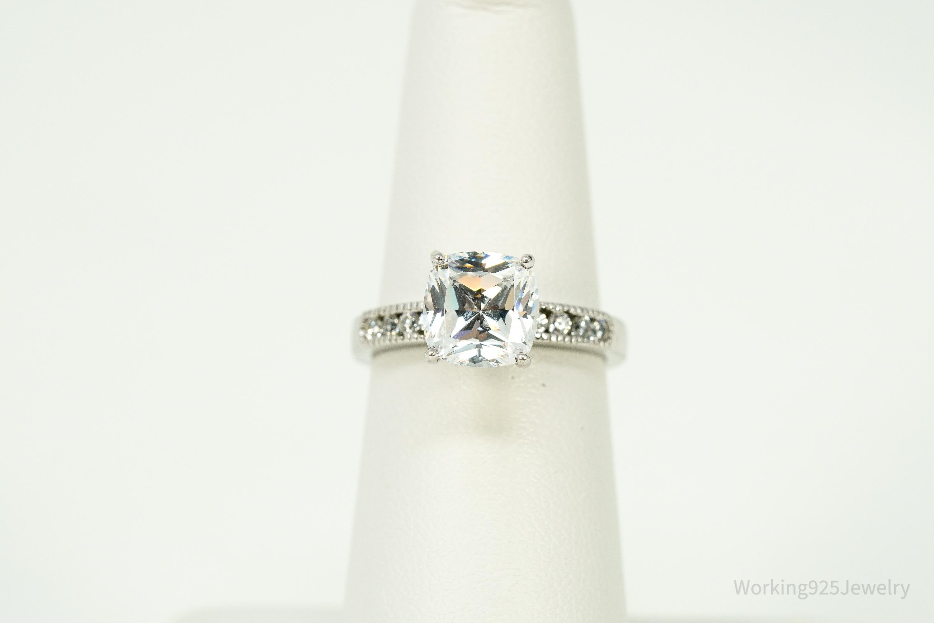 Vintage Cubic Zirconia Sterling Silver Ring - Size 6