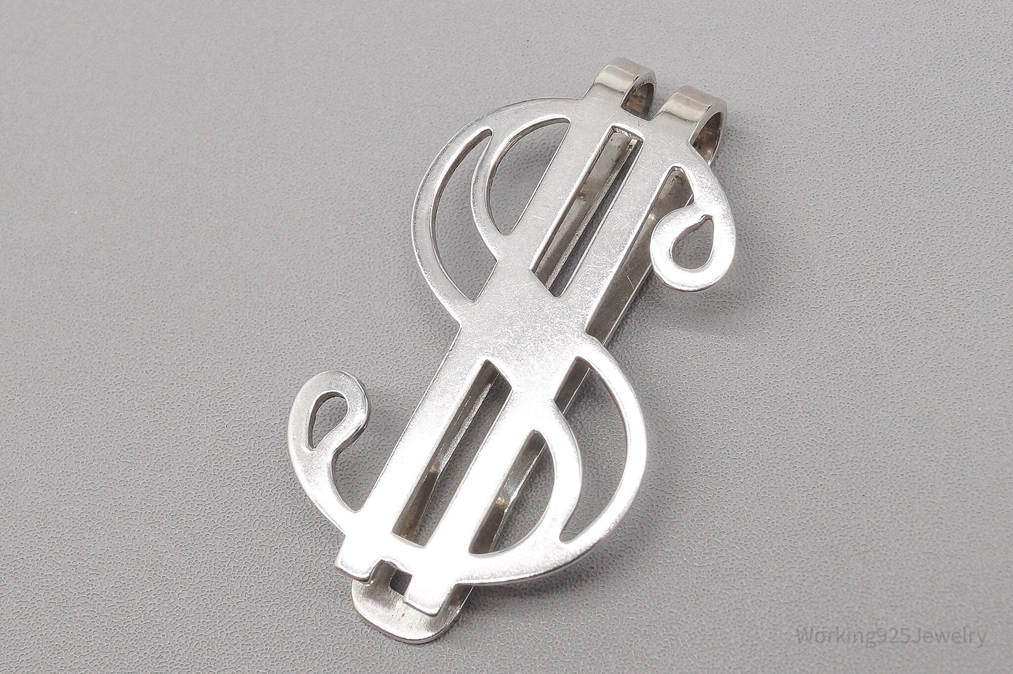 Vintage Mid Century Dollar Sign Sterling Silver Money Tie Money Clip