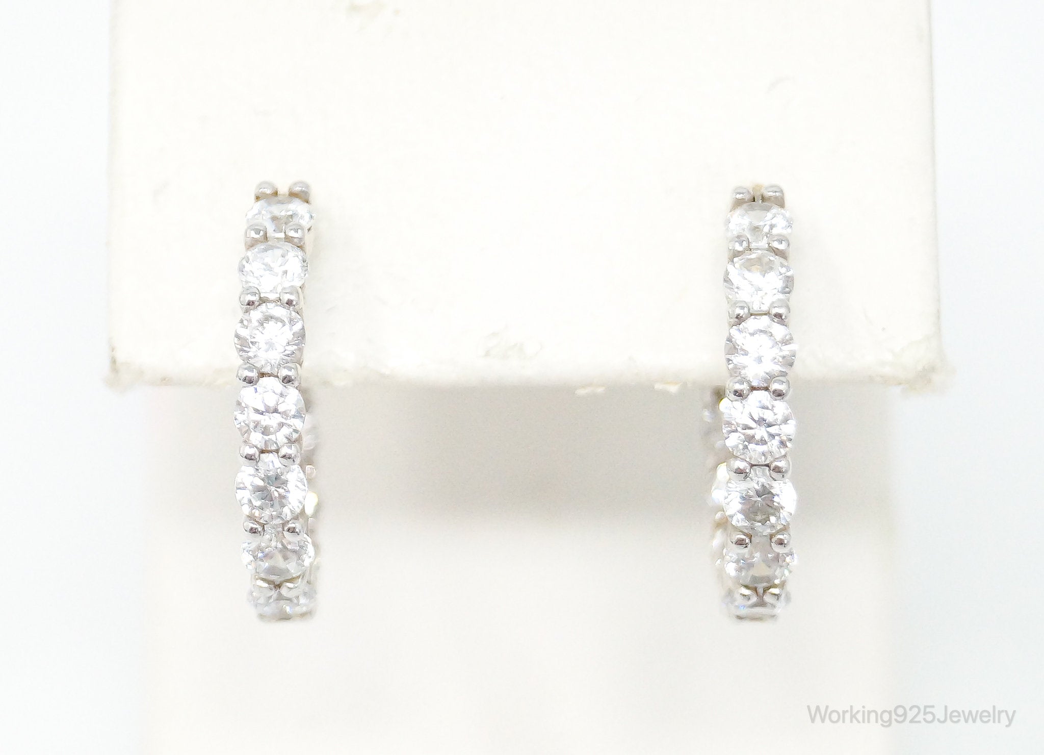 Cubic Zirconia Sterling Silver Hoop Earrings