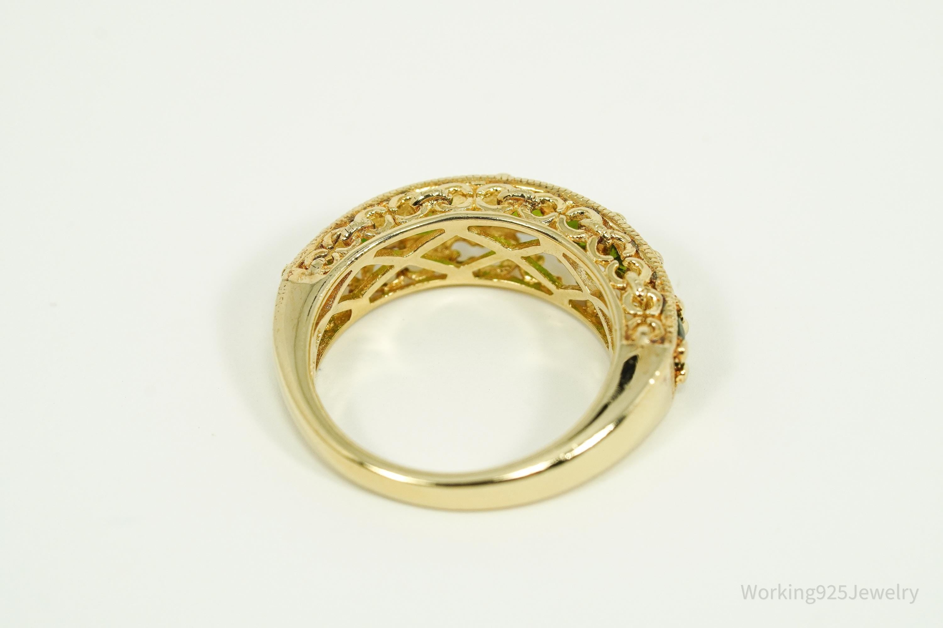 Pinctore Green Chrome Diopside Gold Over Sterling Silver Ring - Size 5