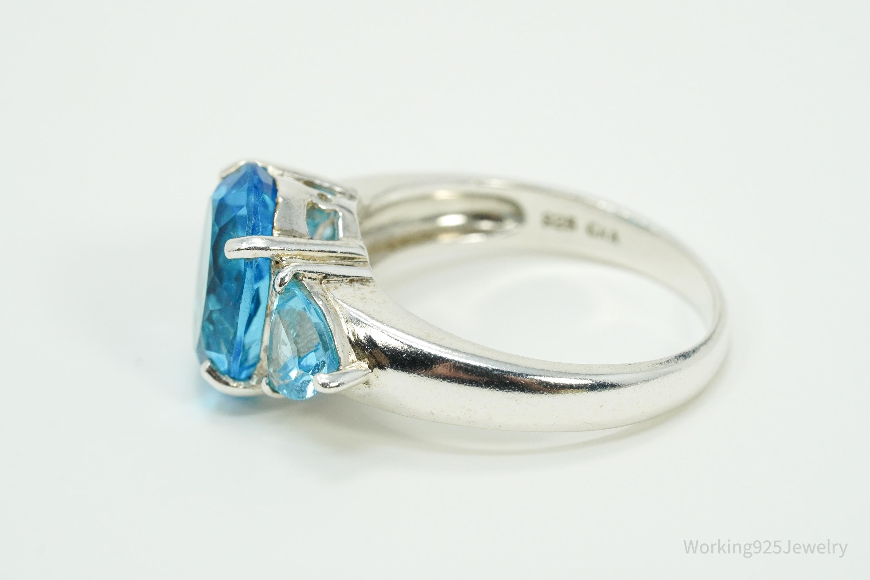 Vintage CNA Blue Topaz Sterling Silver Ring - Size 8.75