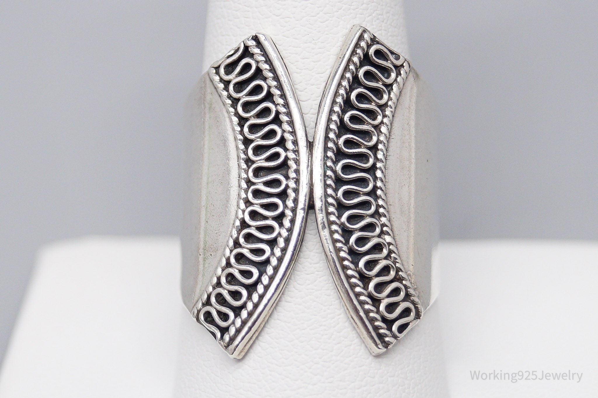 Vintage Sterling Silver Wide Band Ring - Size 9.75