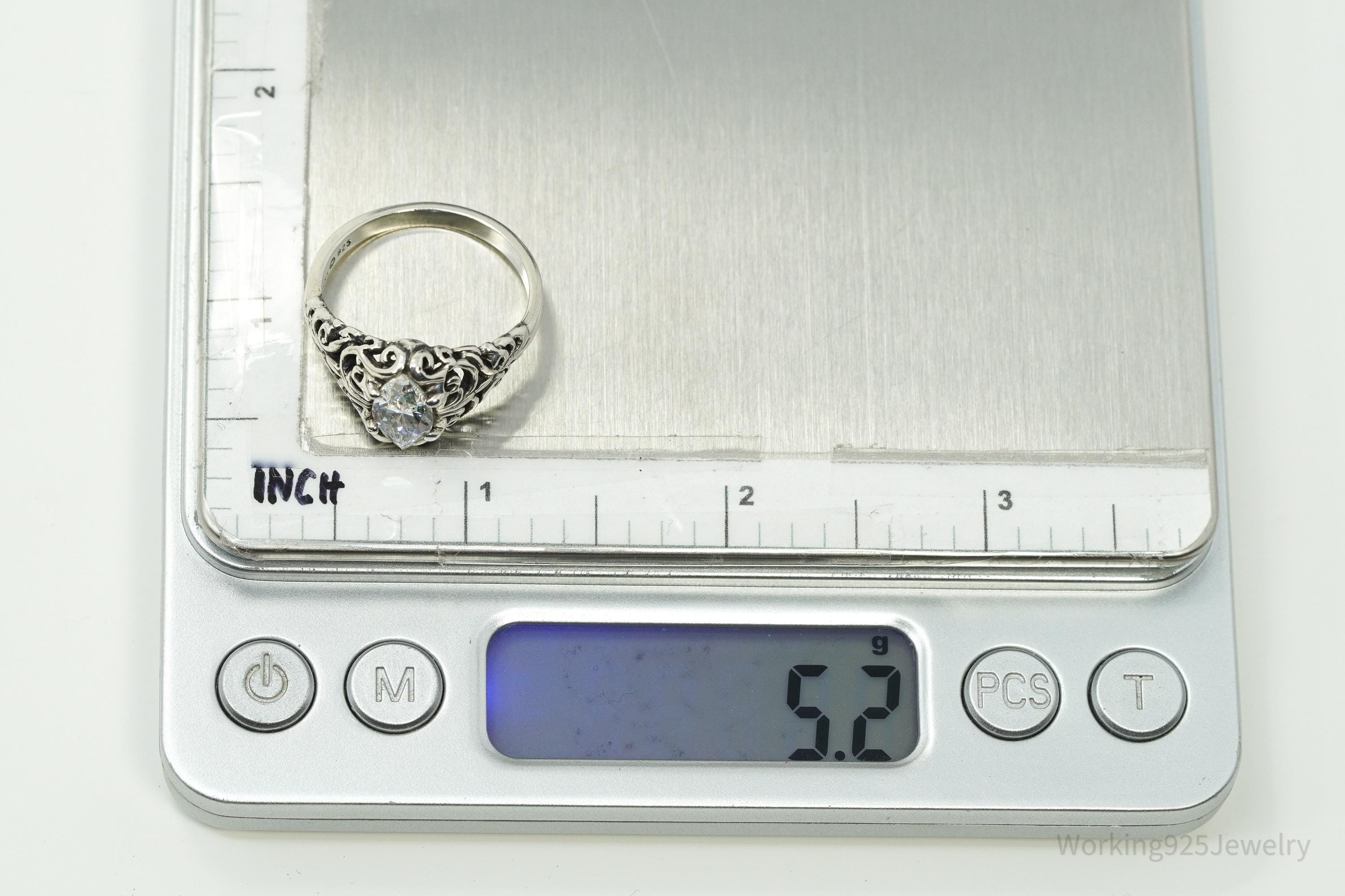 Vintage KABANA Diamonique Cubic Zirconia Sterling Silver Ring - Size 10.25