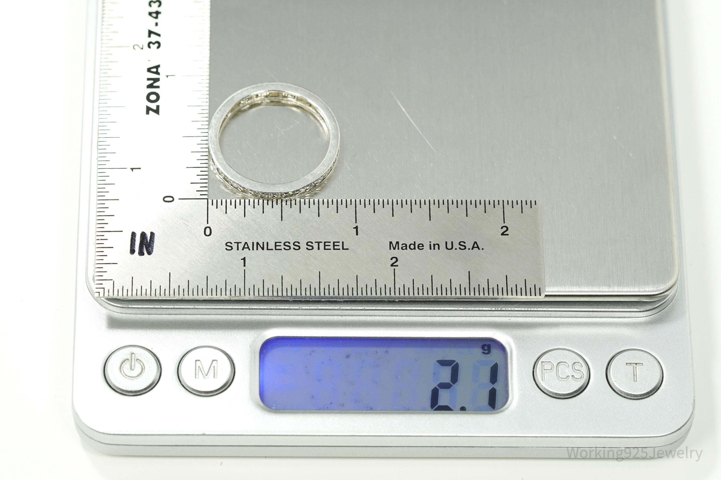 Vintage Cubic Zirconia Sterling Silver Band Ring - Size 9