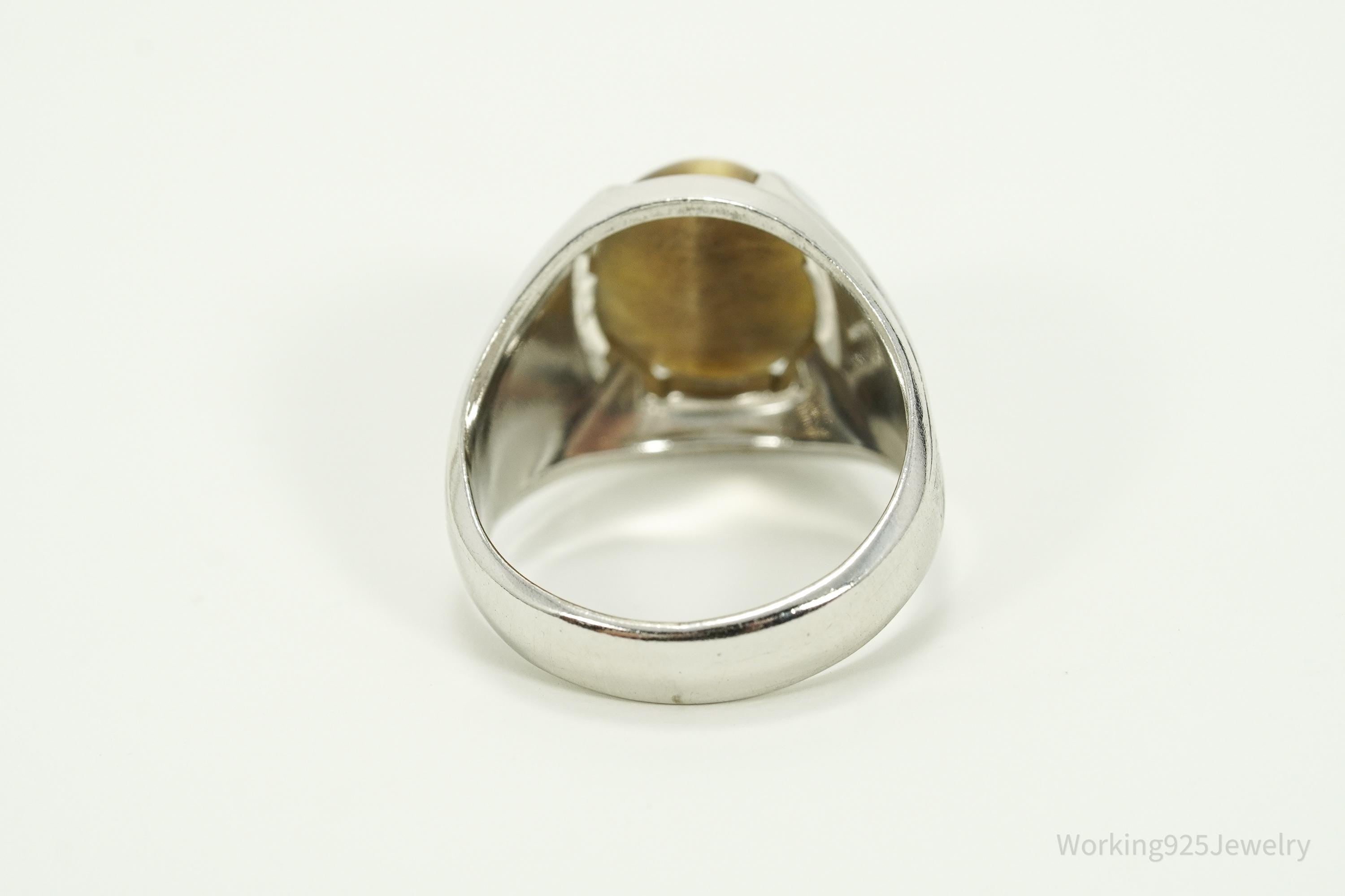 Antique Tigers Eye Sterling Silver Ring - Size 8